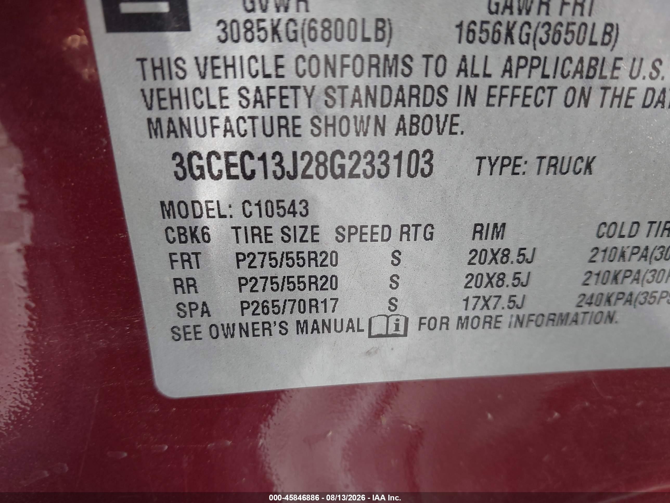 2008 Chevrolet Silverado 1500 Lt2 Red vin: 3GCEC13J28G233103