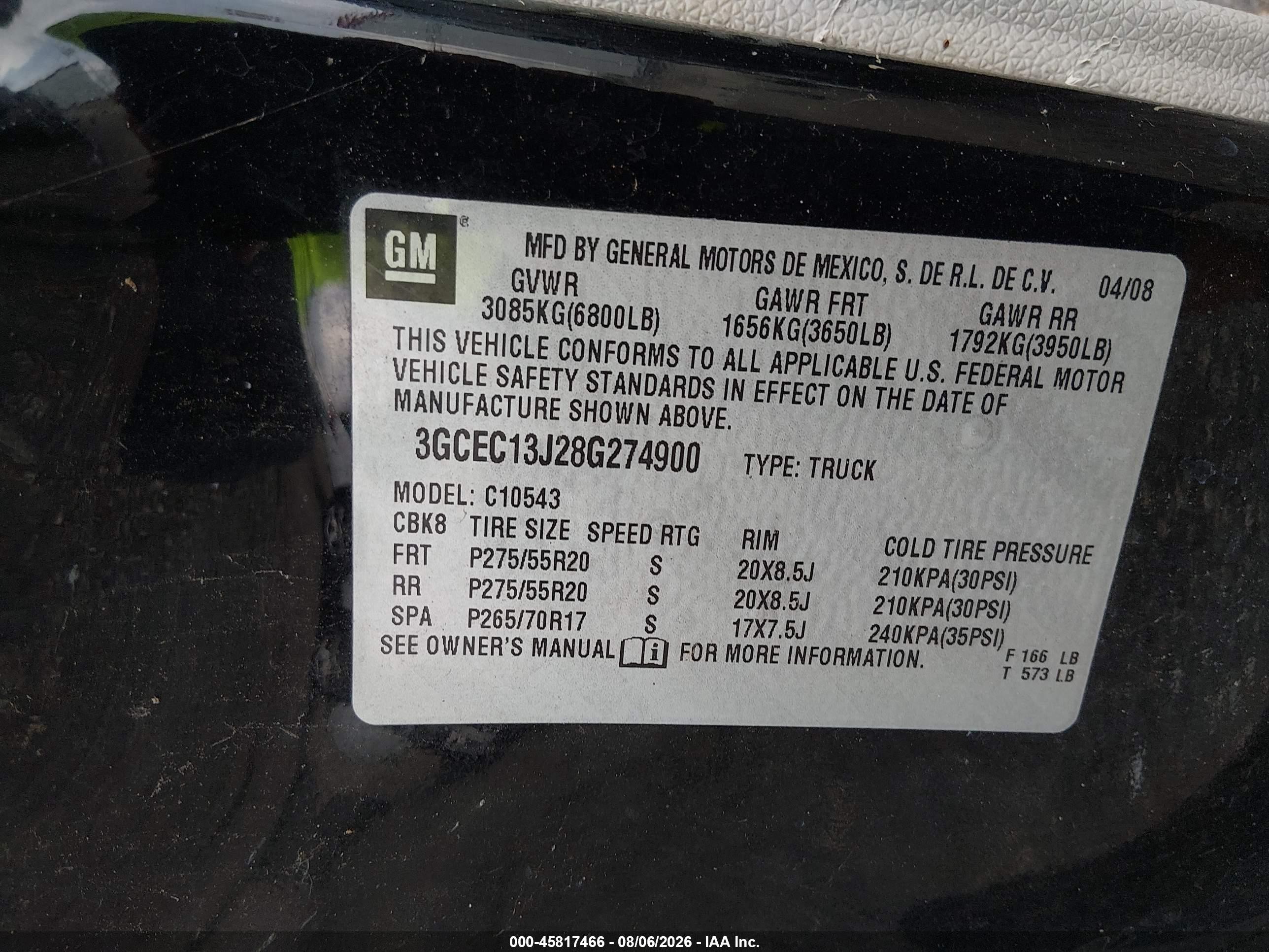 2008 Chevrolet Silverado 1500 Lt1 Black vin: 3GCEC13J28G274900