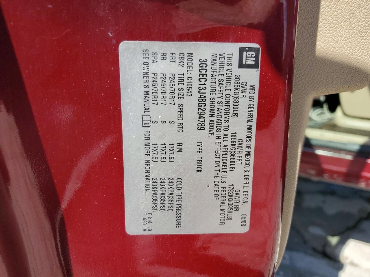 2008 Chevrolet Silverado C1500 Burgundy vin: 3GCEC13J48G294789