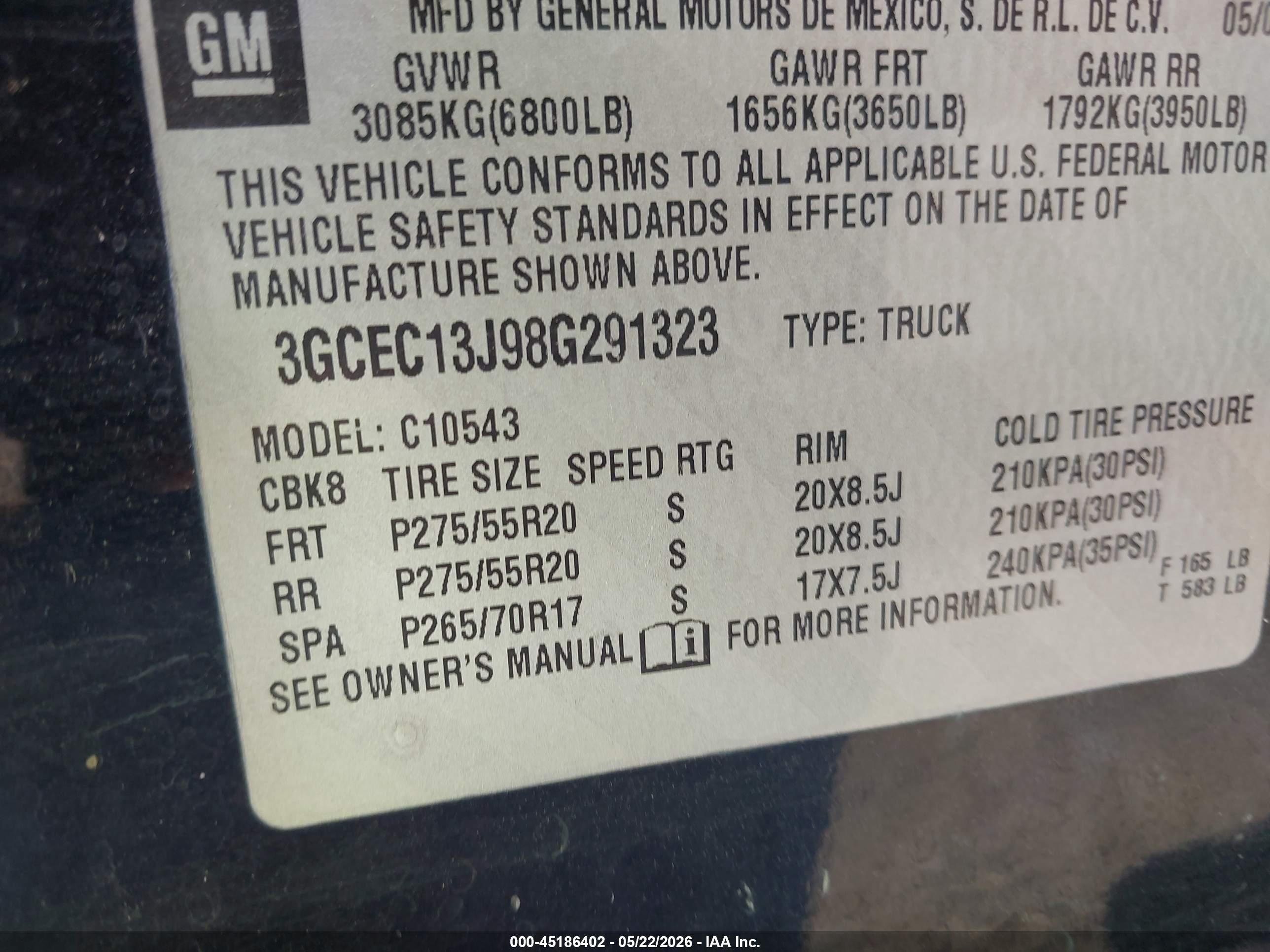 2008 Chevrolet Silverado 1500 Lt1 Black vin: 3GCEC13J98G291323