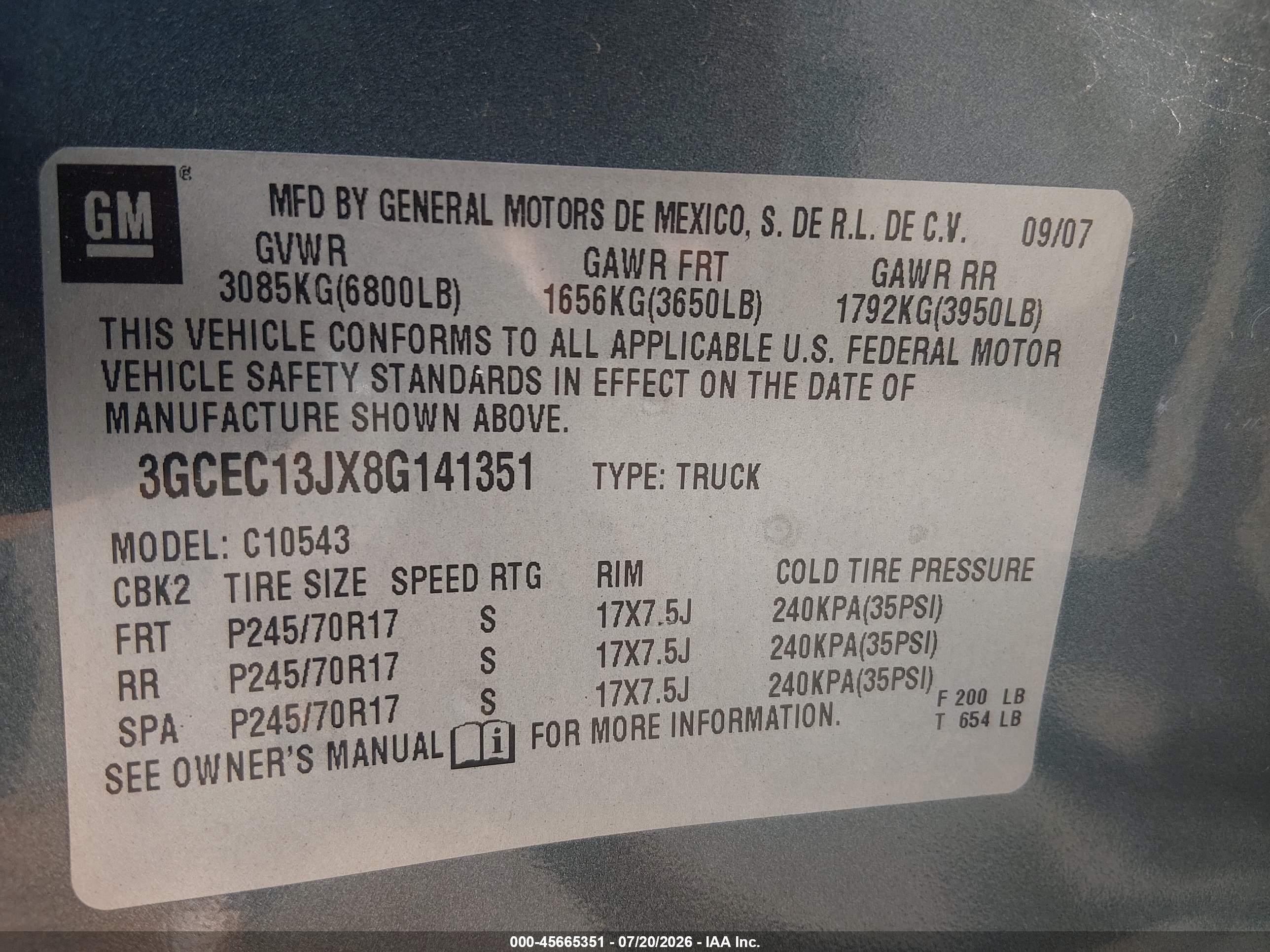 2008 Chevrolet Silverado 1500 Lt1 Синий vin: 3GCEC13JX8G141351