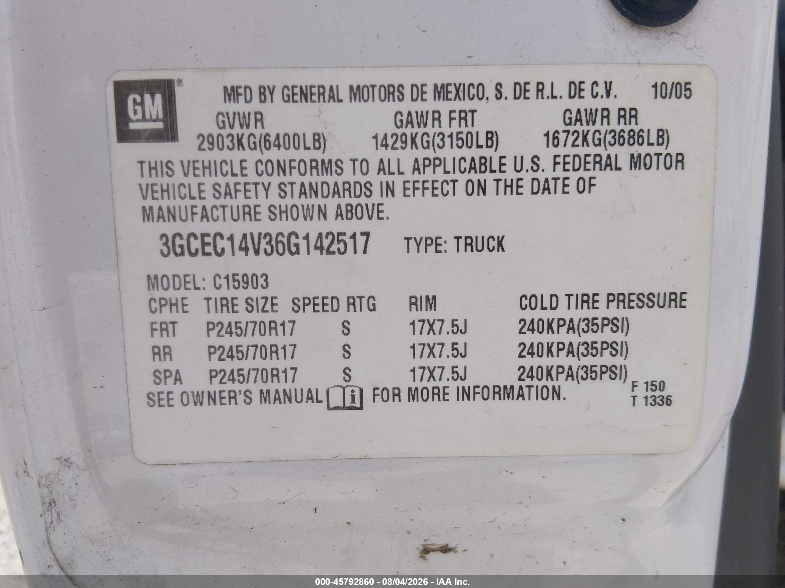 2006 Chevrolet Silverado 1500 Work Truck White vin: 3GCEC14V36G142517