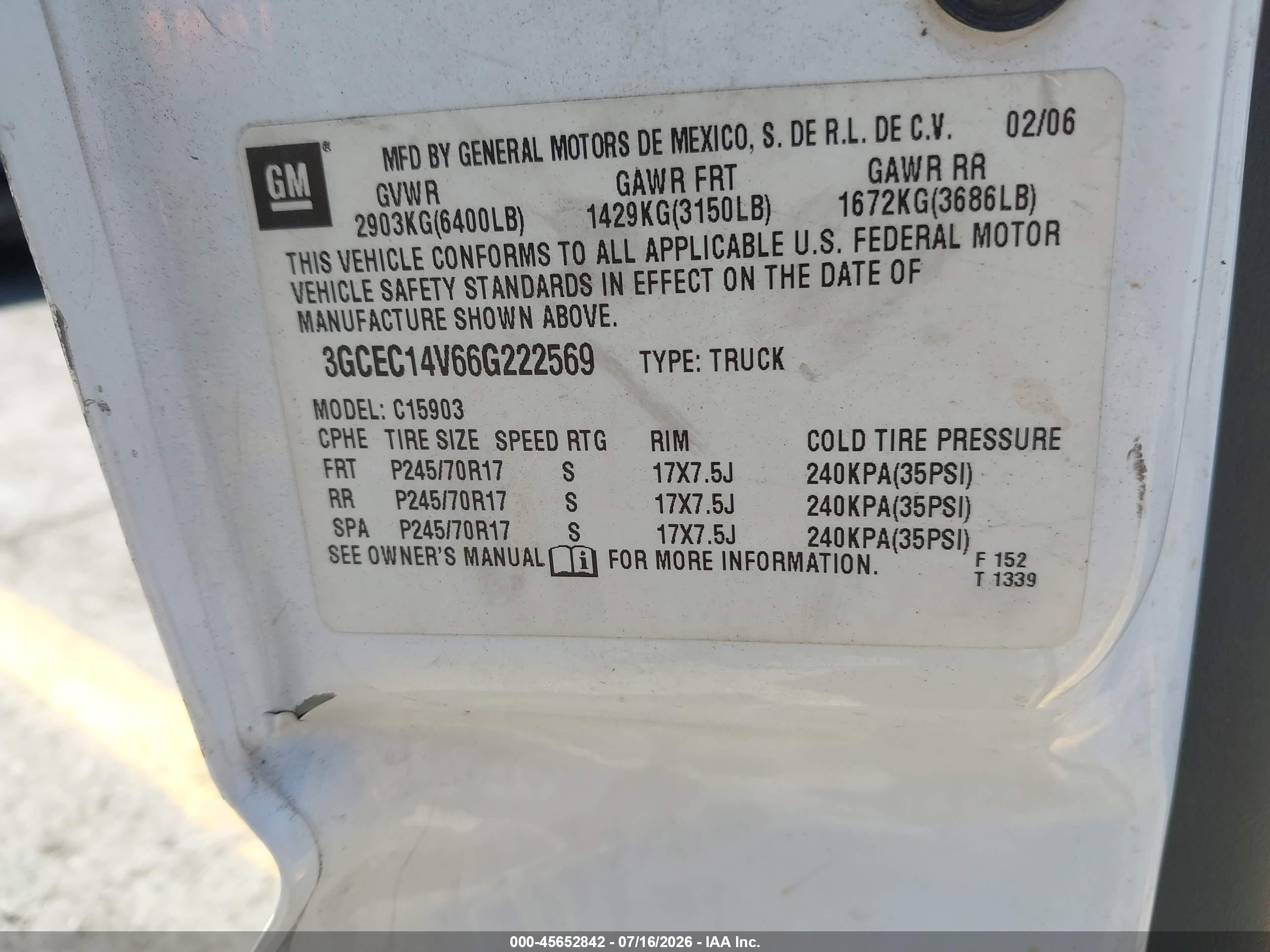 2006 Chevrolet Silverado 1500 Work Truck White vin: 3GCEC14V66G222569