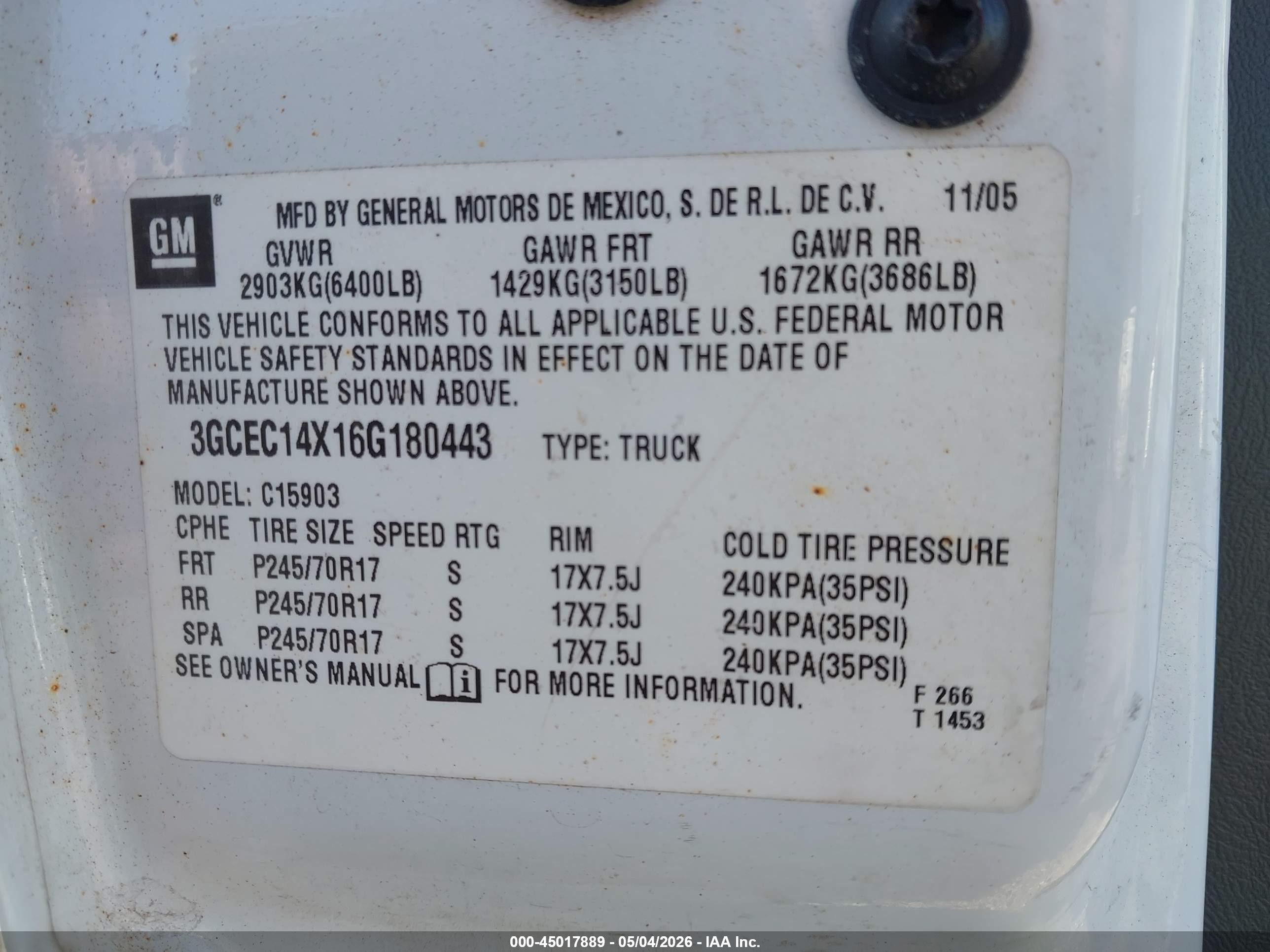 2006 Chevrolet Silverado 1500 Work Truck White vin: 3GCEC14X16G180443