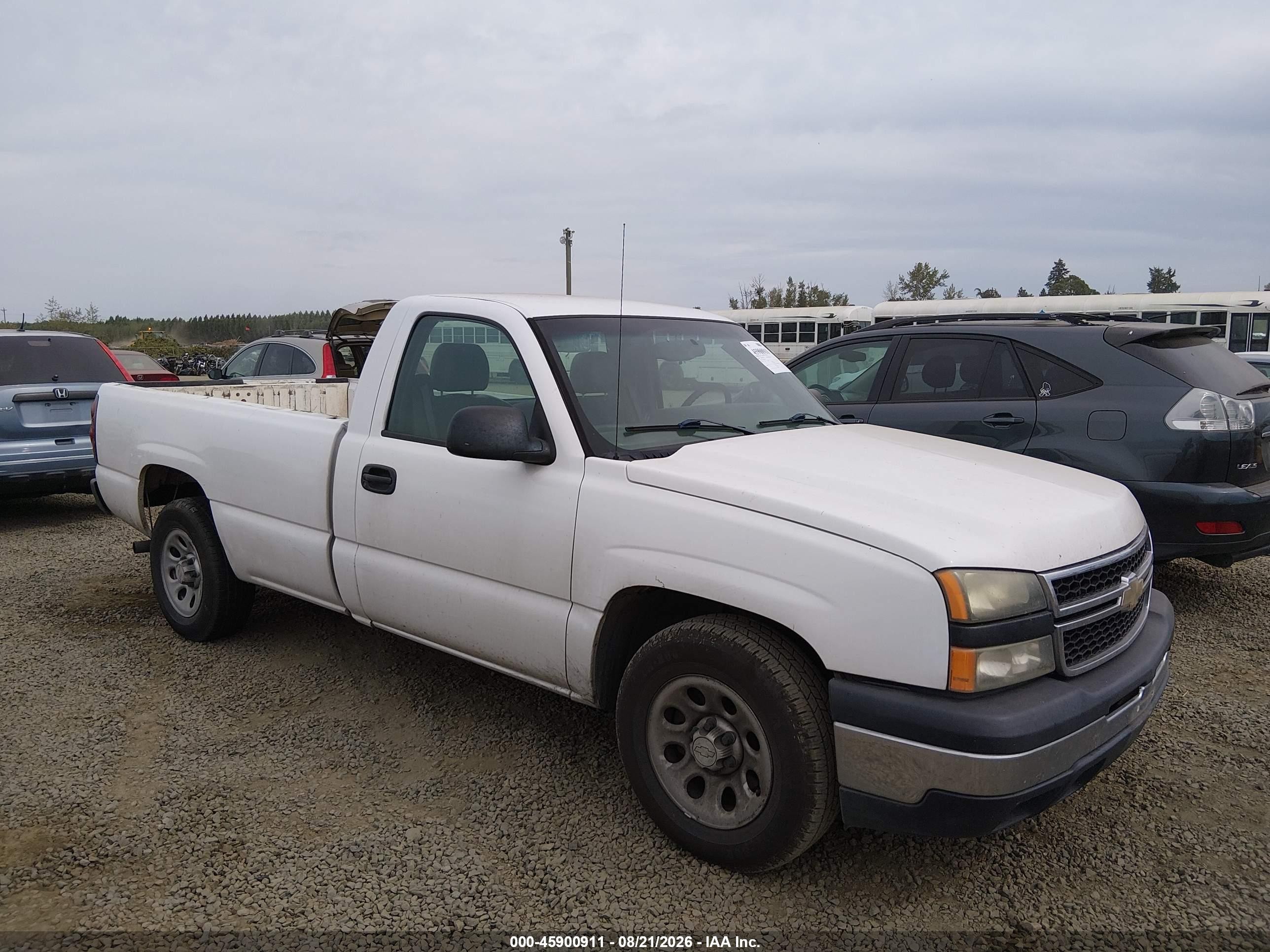 2006 Chevrolet Silverado 1500 Work Truck White vin: 3GCEC14X26G165059