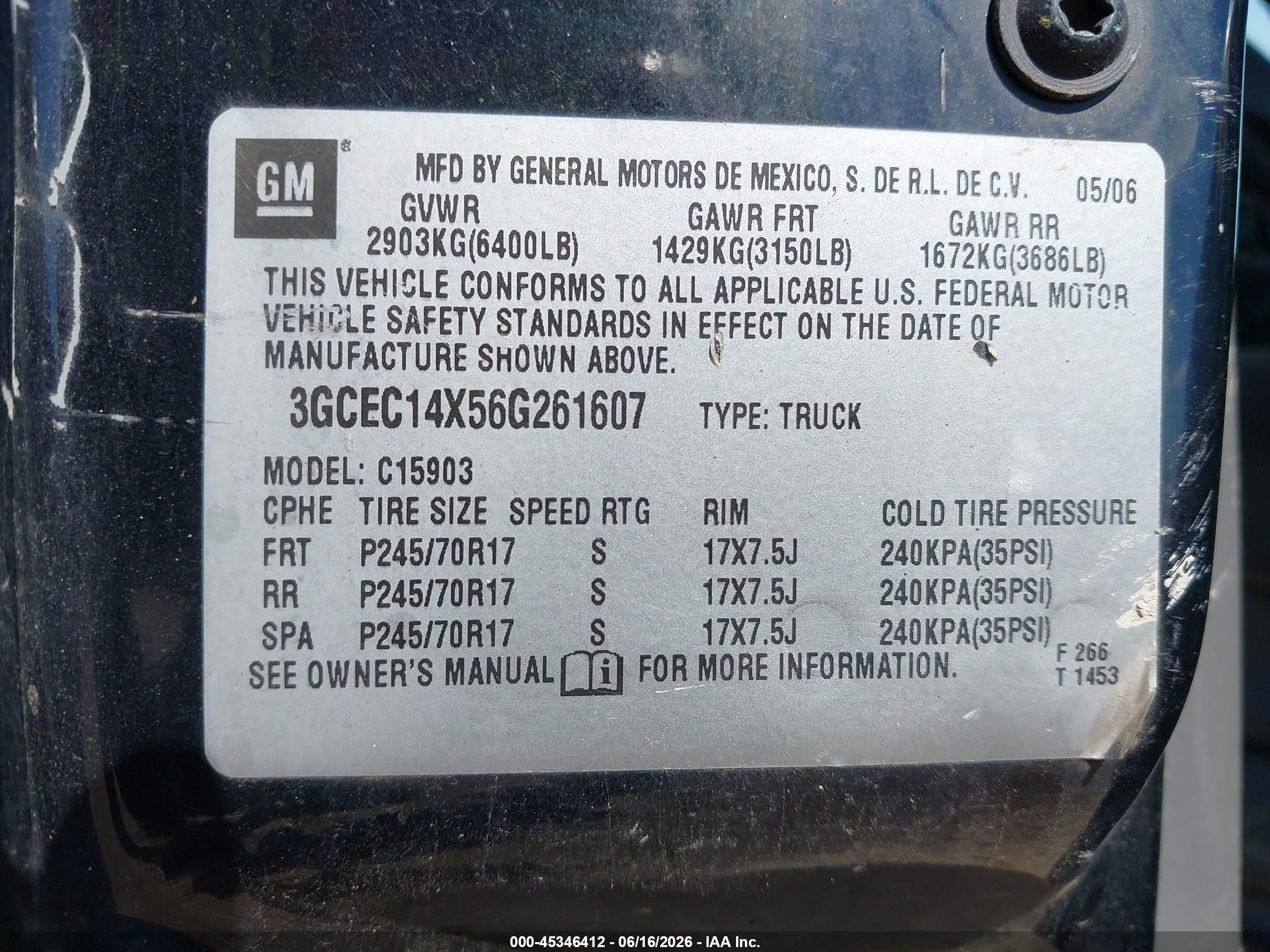 2006 Chevrolet Silverado 1500 Work Truck Black vin: 3GCEC14X56G261607