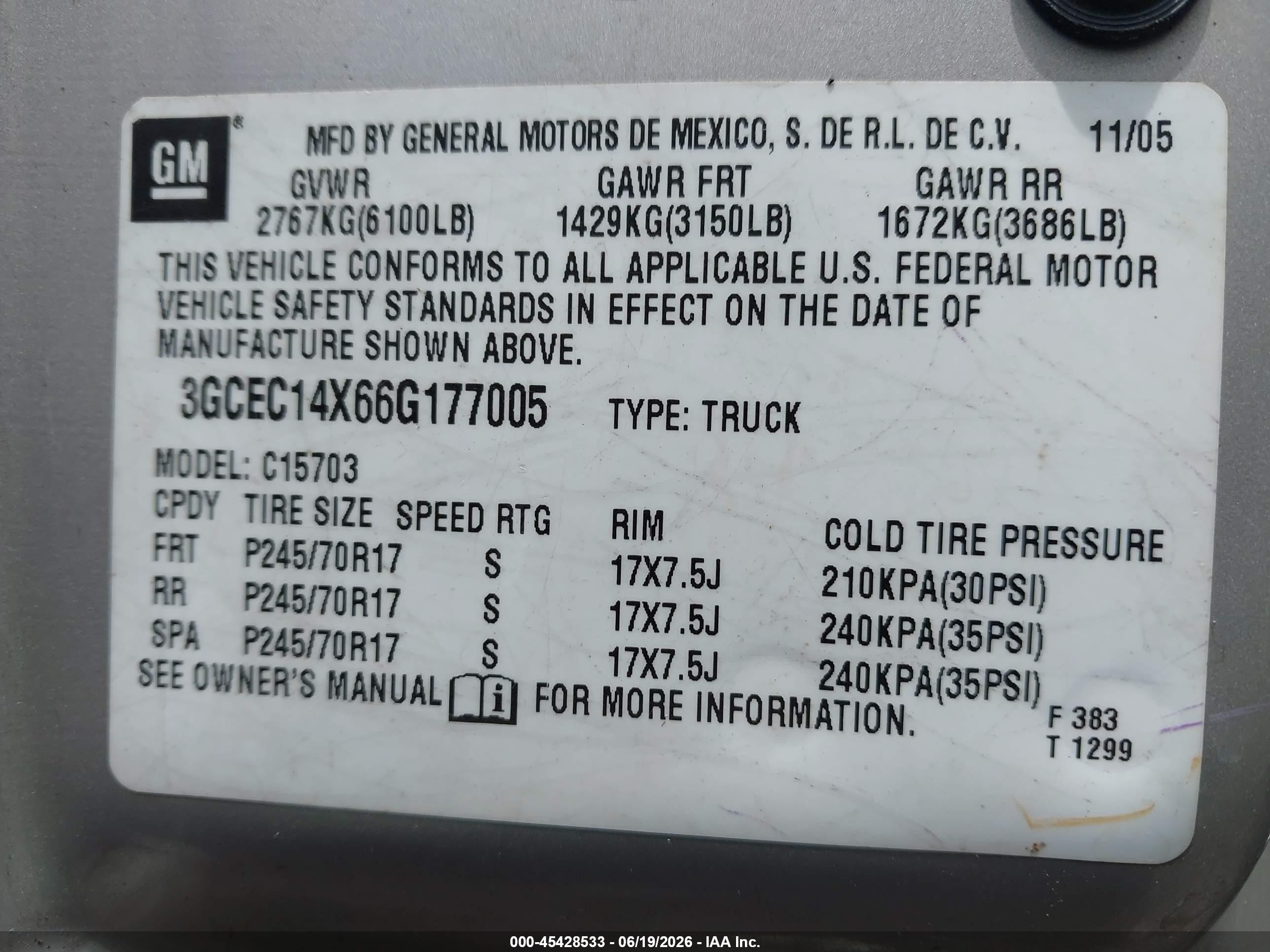 2006 Chevrolet Silverado 1500 Work Truck Tan vin: 3GCEC14X66G177005