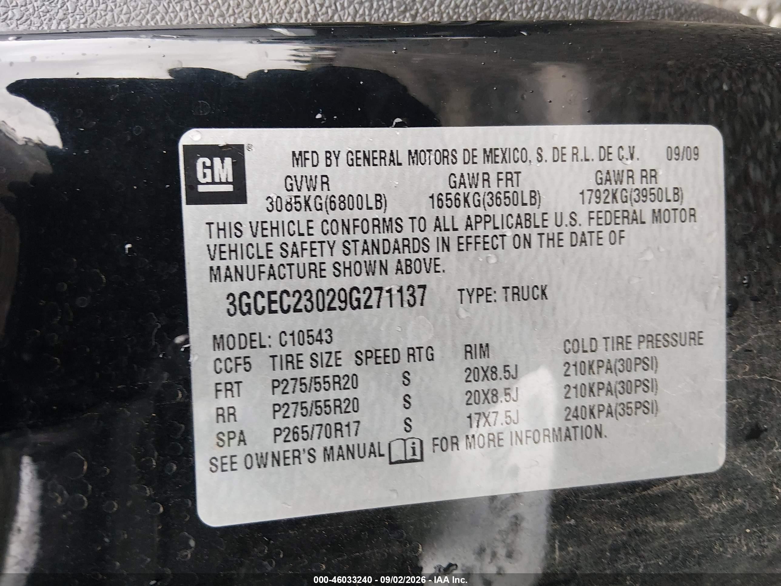 2009 Chevrolet Silverado 1500 Lt Black vin: 3GCEC23029G271137