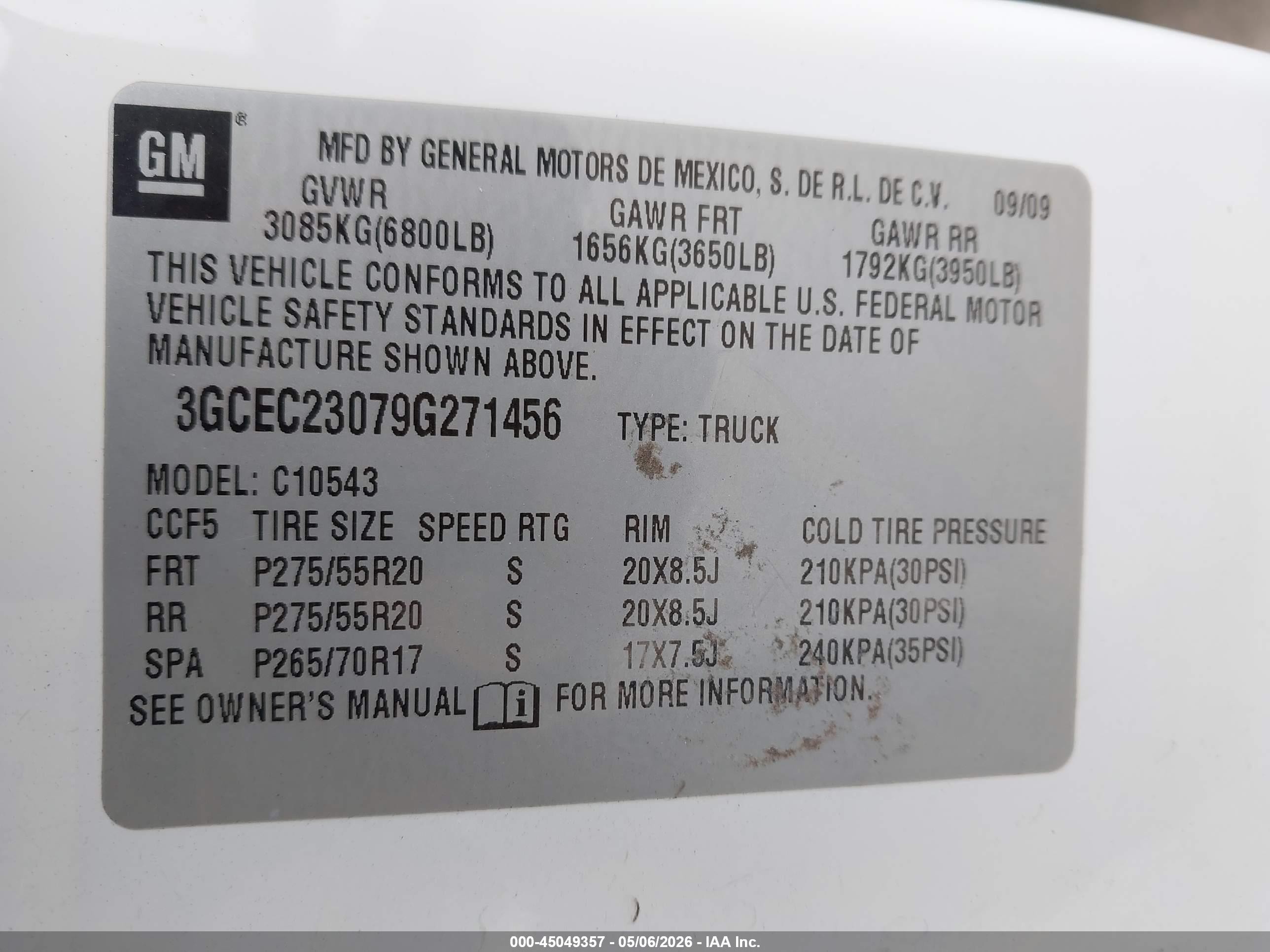2009 Chevrolet Silverado 1500 Lt White vin: 3GCEC23079G271456