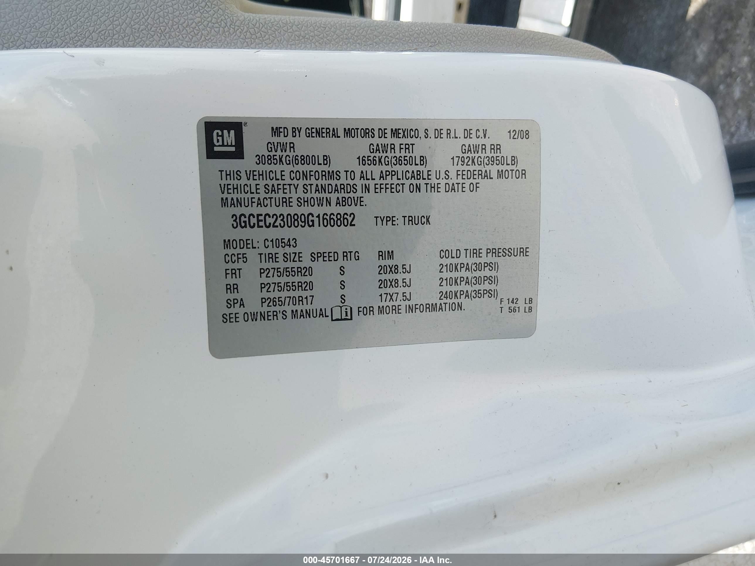 2009 Chevrolet Silverado 1500 Lt White vin: 3GCEC23089G166862