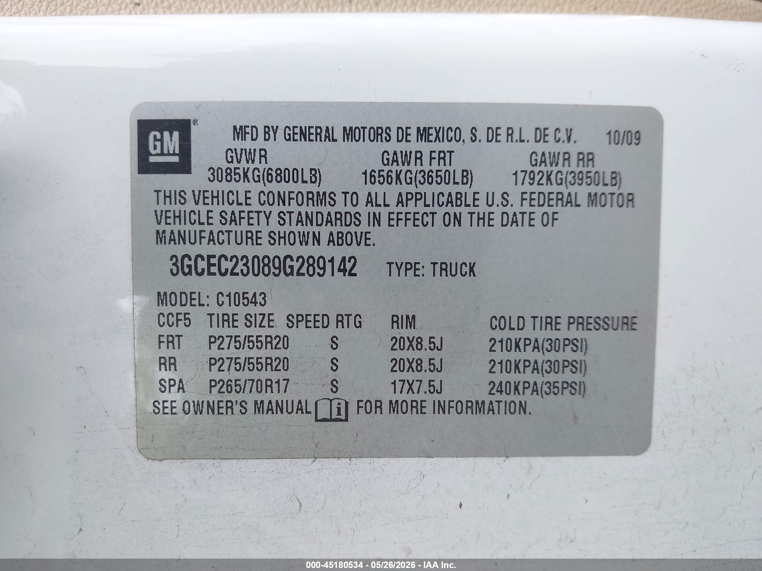 2009 Chevrolet Silverado 1500 Lt White vin: 3GCEC23089G289142