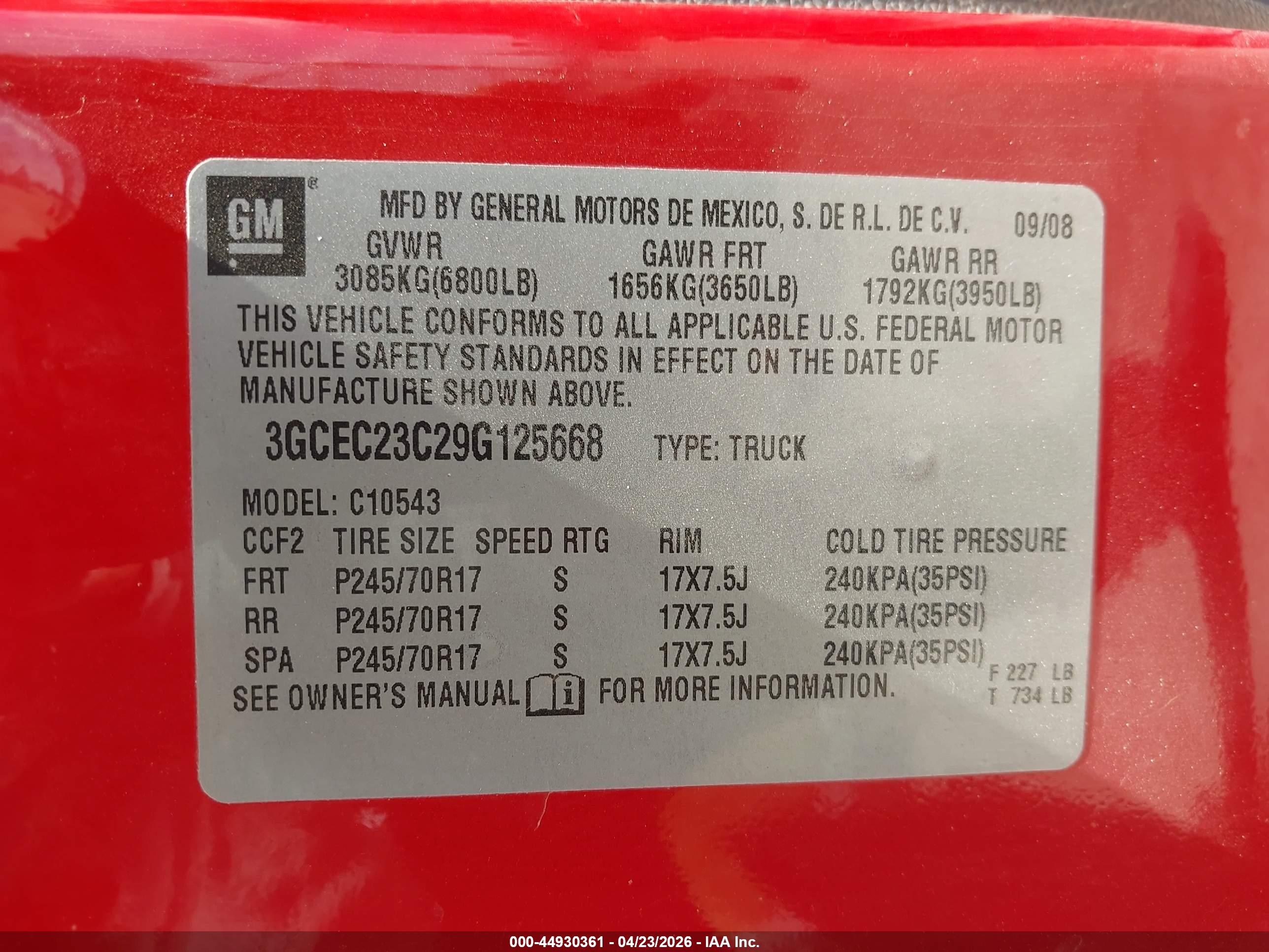 2009 Chevrolet Silverado 1500 Lt Красный vin: 3GCEC23C29G125668