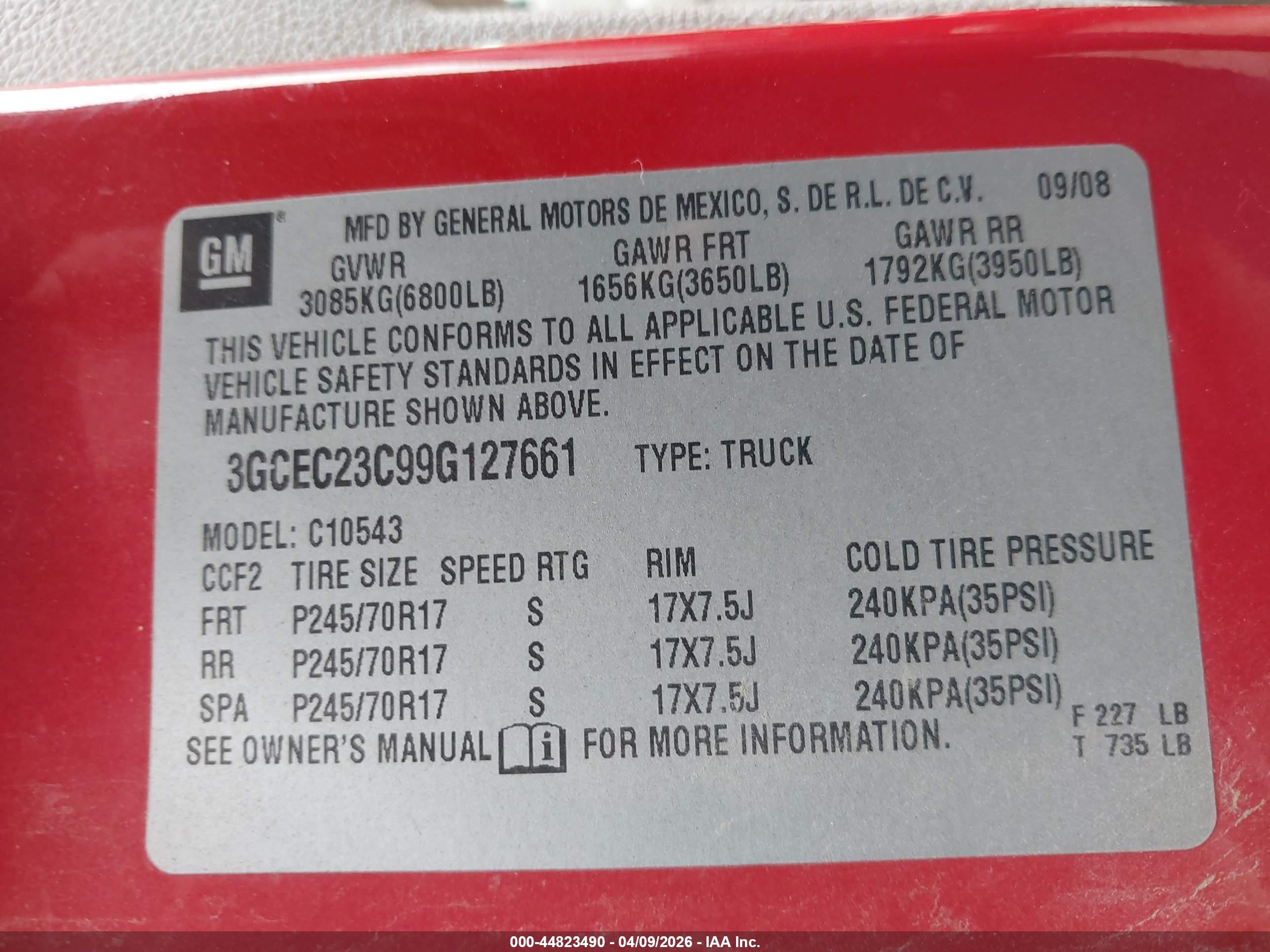 2009 Chevrolet Silverado 1500 Lt Red vin: 3GCEC23C99G127661