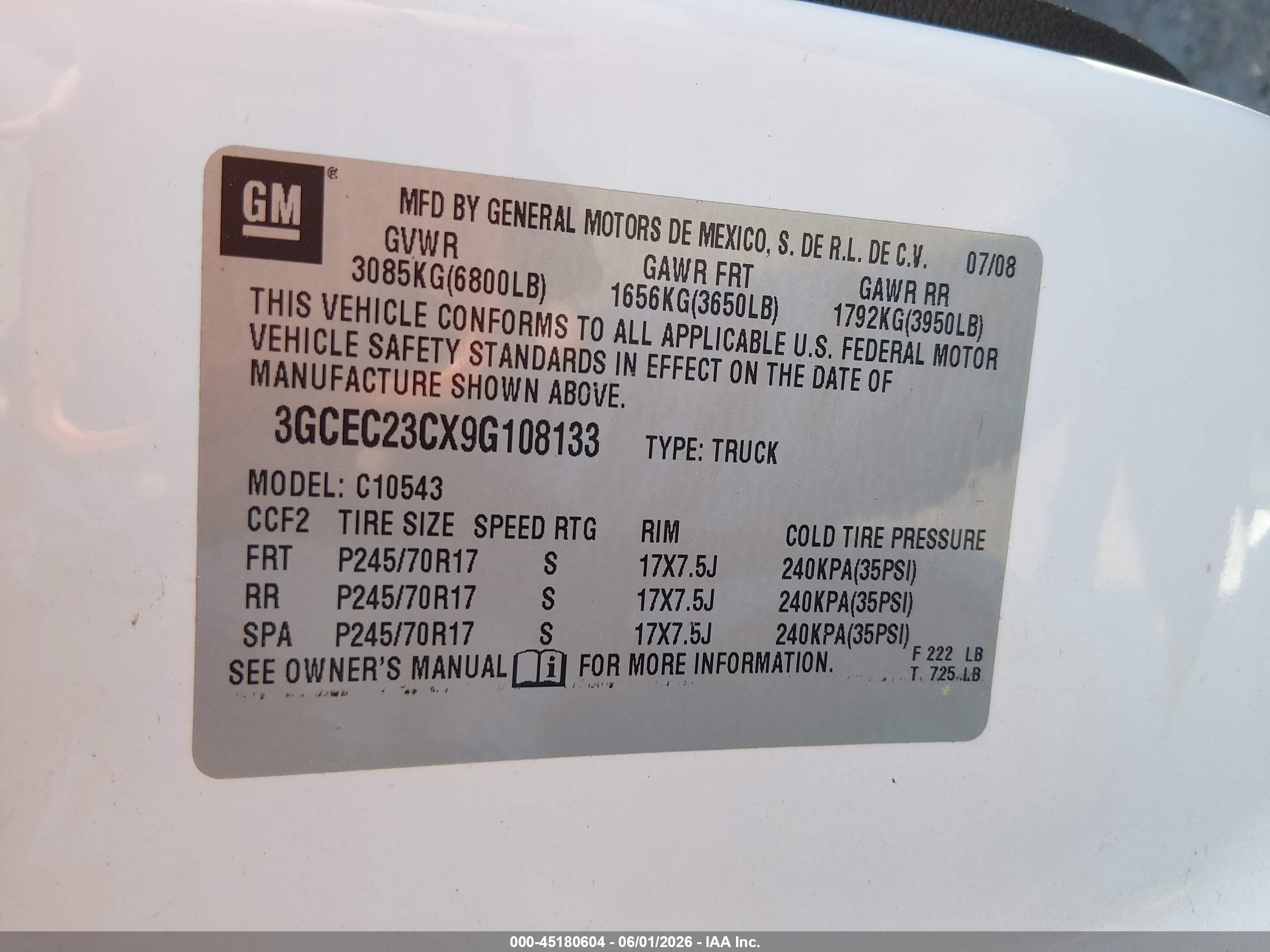 2009 Chevrolet Silverado 1500 Lt Белый vin: 3GCEC23CX9G108133
