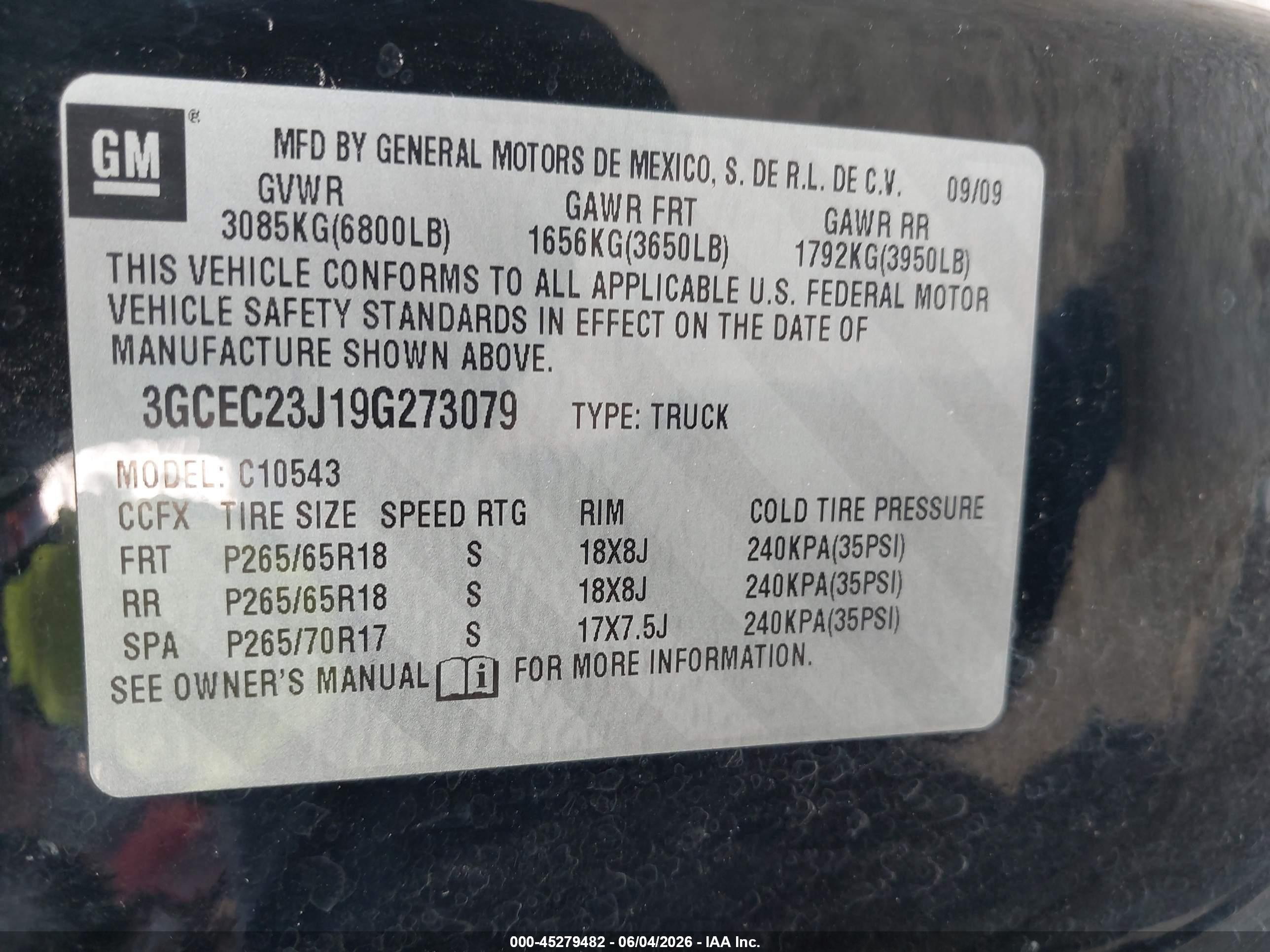 2009 Chevrolet Silverado 1500 Lt Black vin: 3GCEC23J19G273079