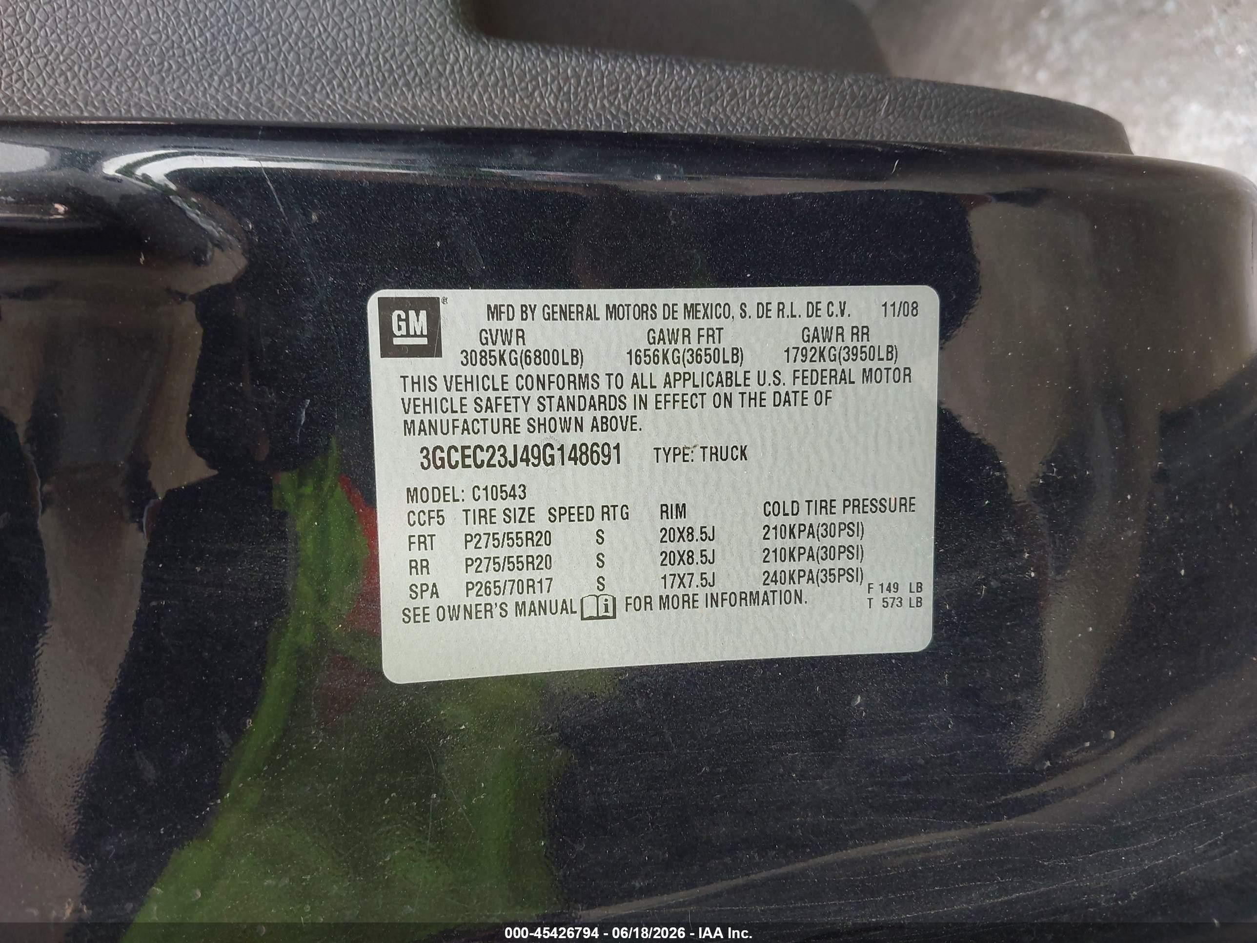 2009 Chevrolet Silverado 1500 Lt Черный vin: 3GCEC23J49G148691