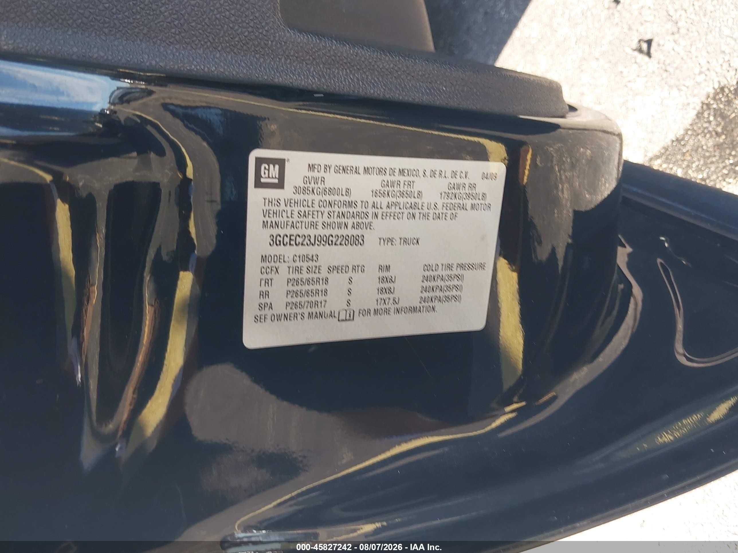 2009 Chevrolet Silverado 1500 Lt Black vin: 3GCEC23J99G228083