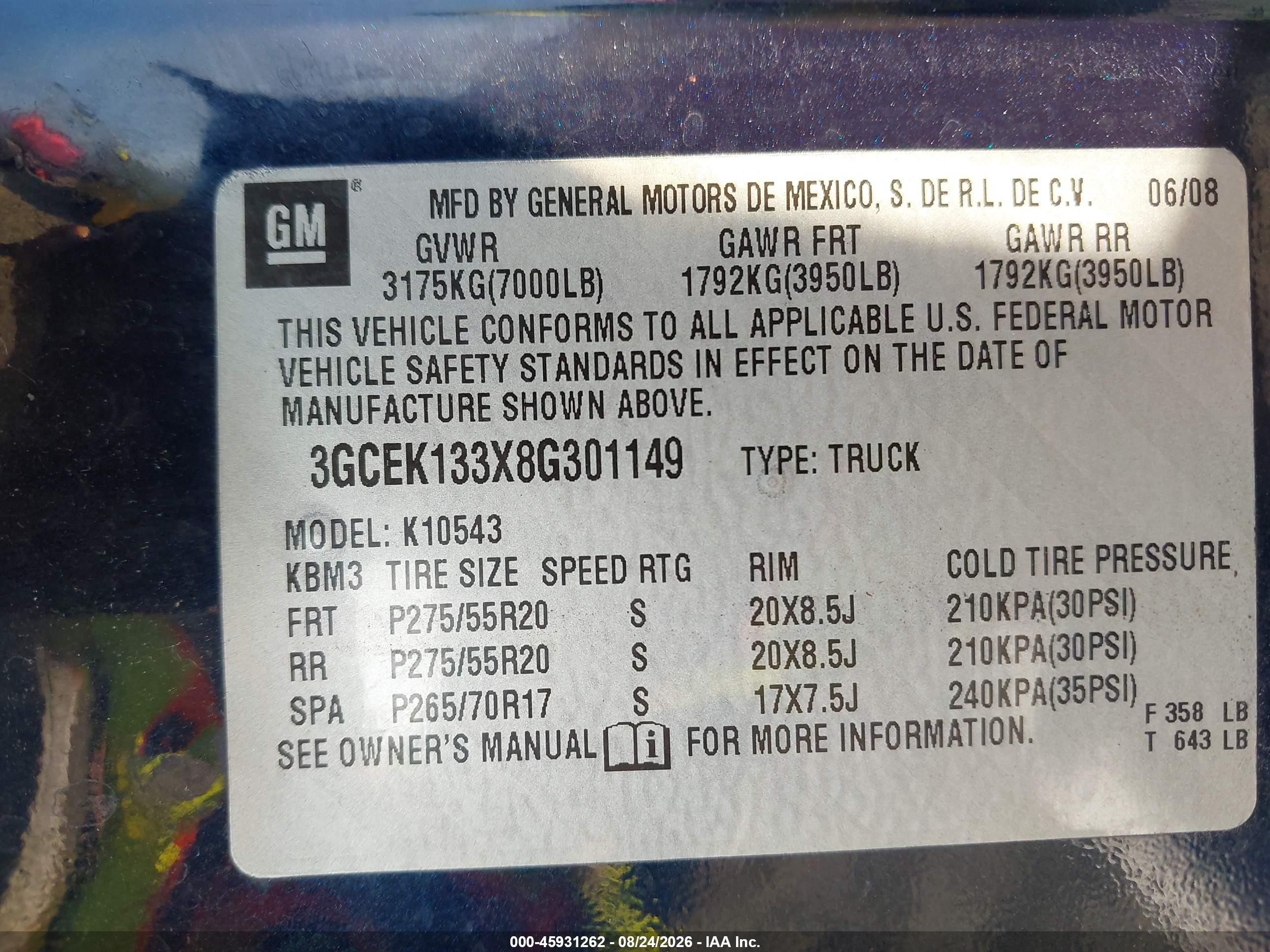 2008 Chevrolet Silverado 1500 Lt1 Blue vin: 3GCEK133X8G301149