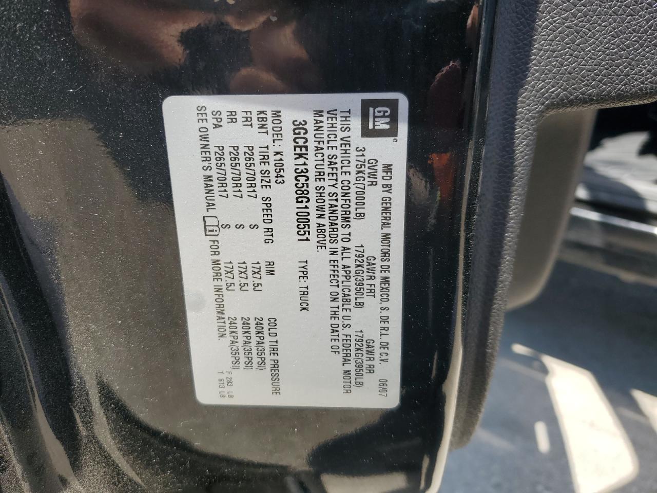 2008 Chevrolet Silverado K1500 Black vin: 3GCEK13C58G100551