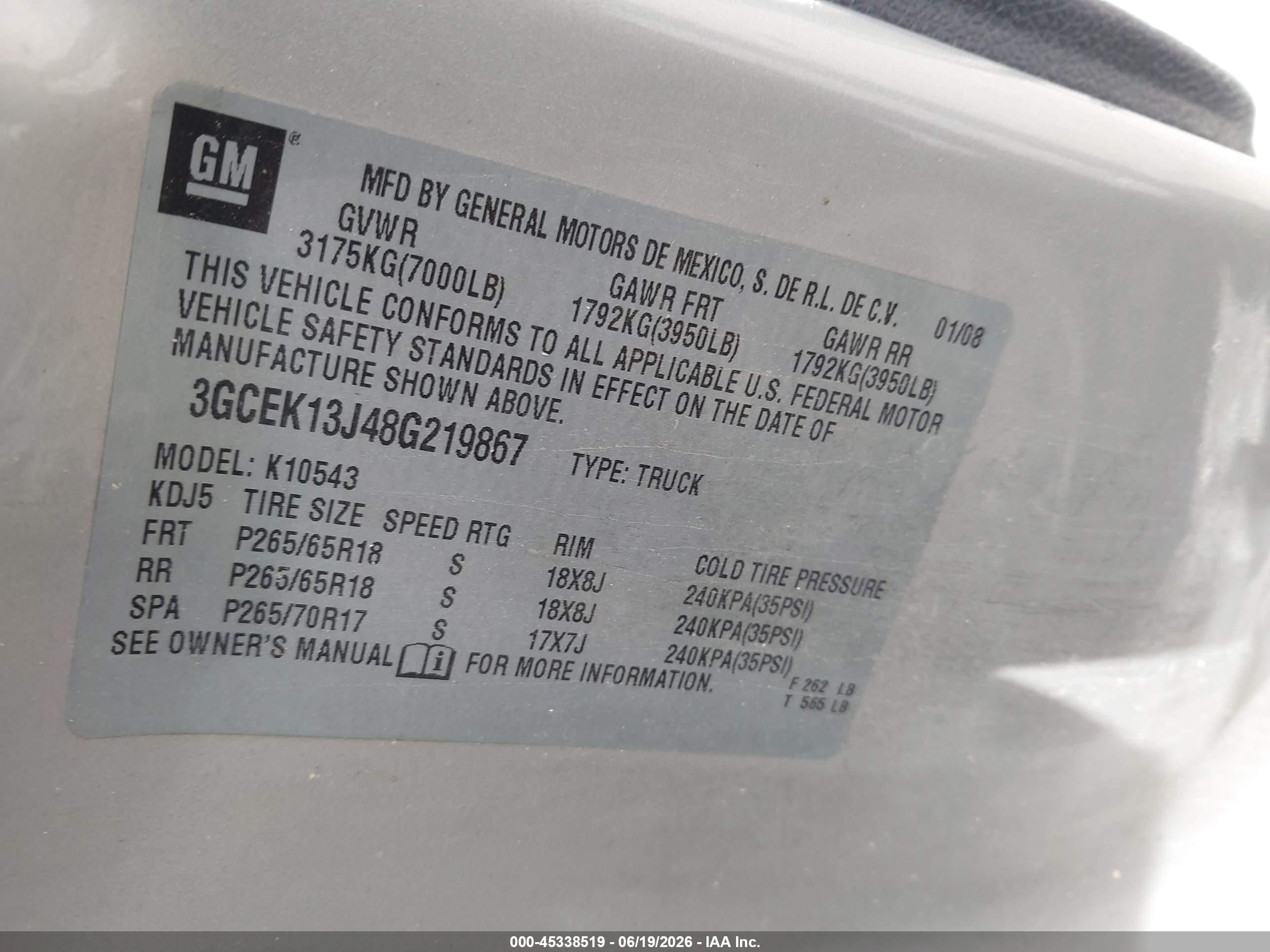 2008 Chevrolet Silverado 1500 Lt1 Champagne vin: 3GCEK13J48G219867