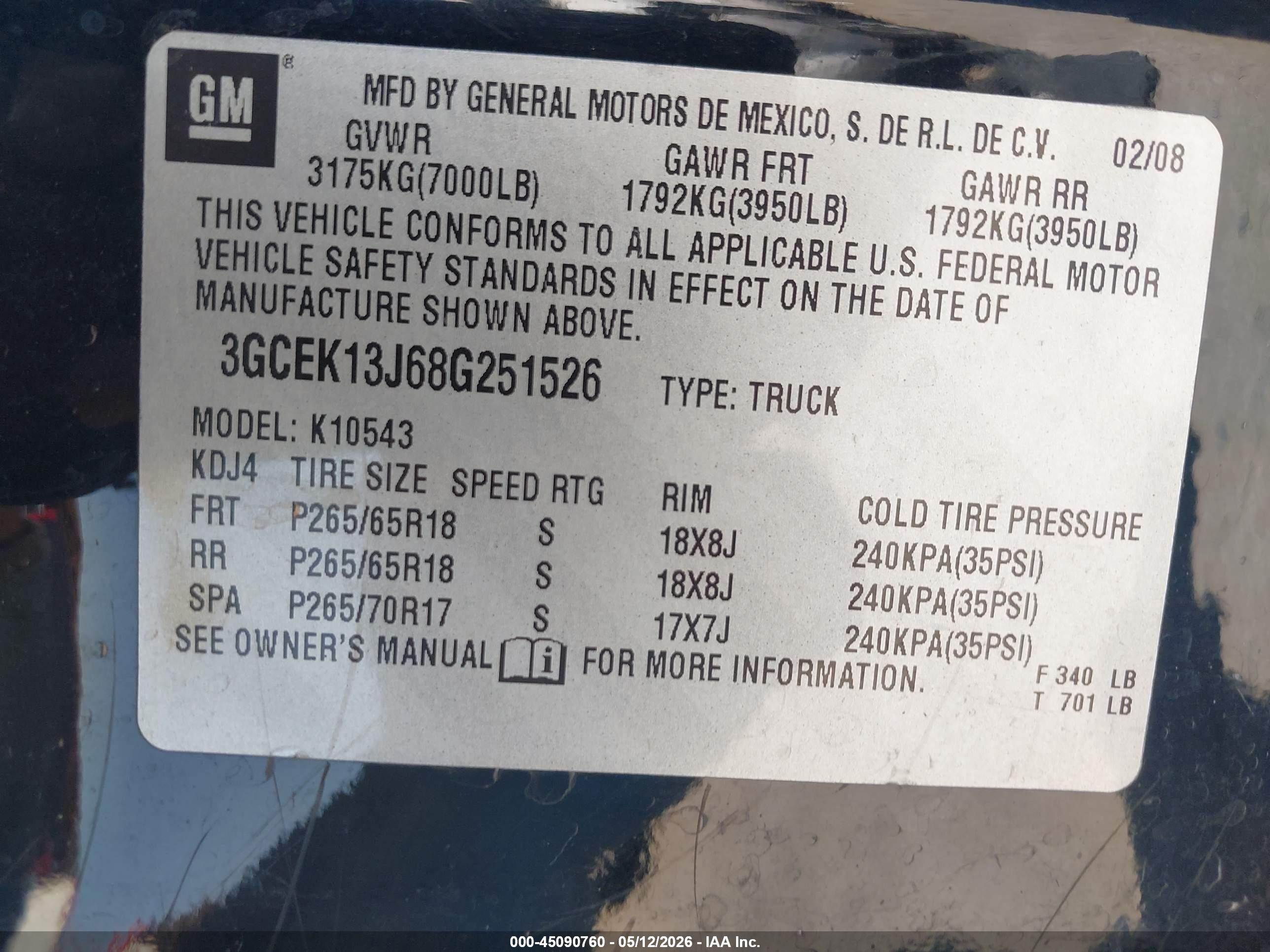 2008 Chevrolet Silverado 1500 Ltz Black vin: 3GCEK13J68G251526