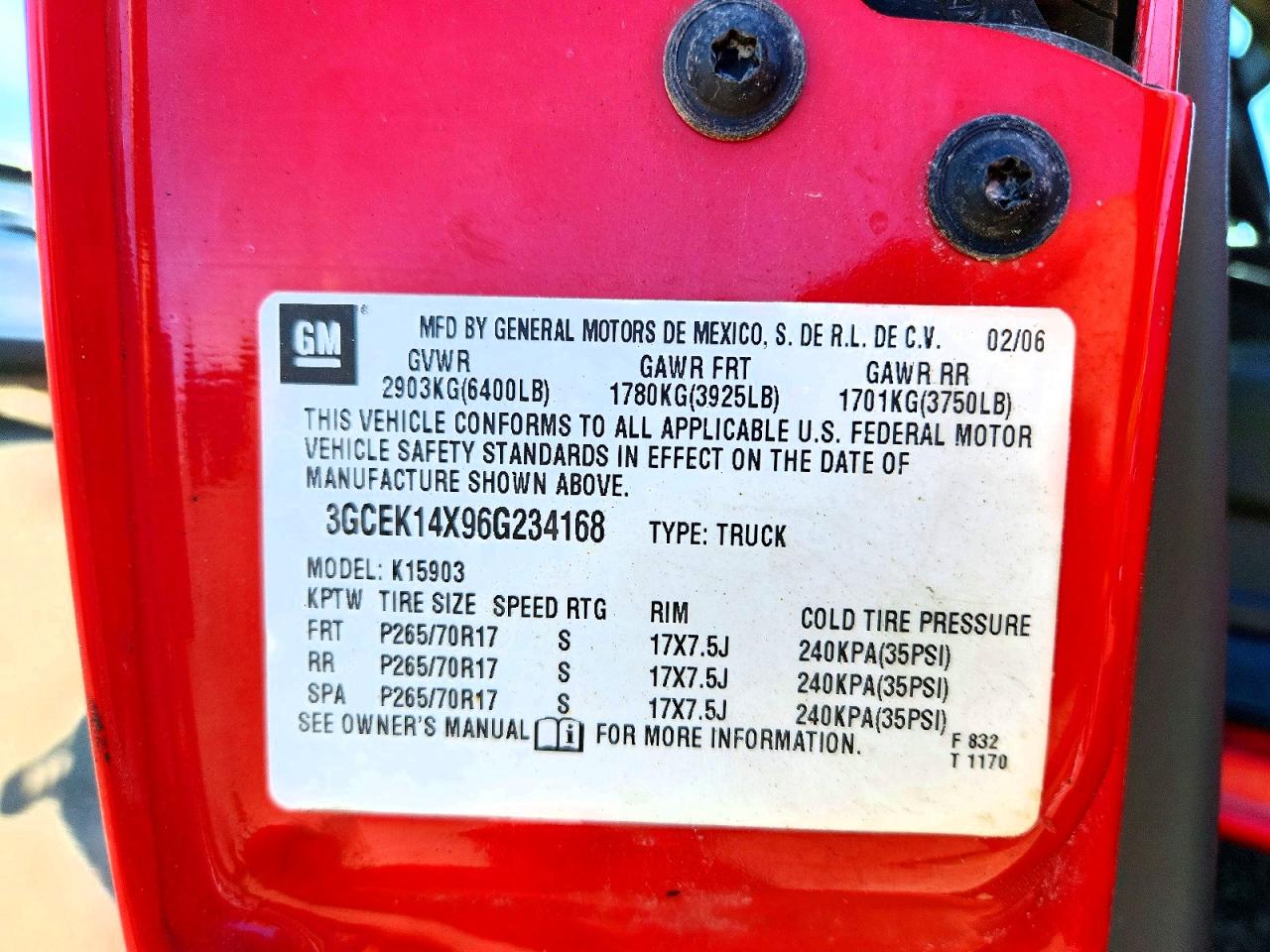 2006 Chevrolet Silverado K1500 Red vin: 3GCEK14X96G234168