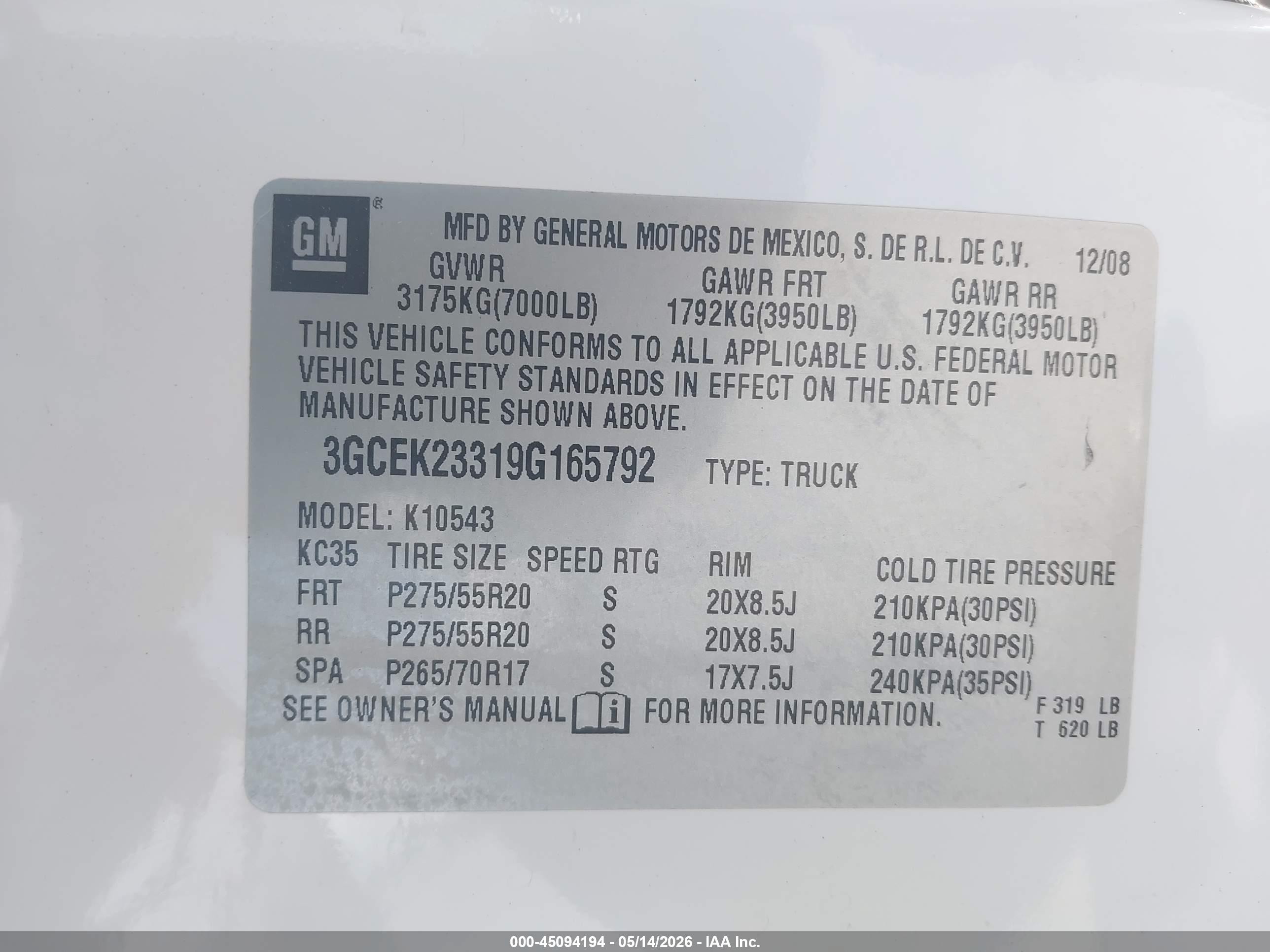 2009 Chevrolet Silverado 1500 Lt White vin: 3GCEK23319G165792