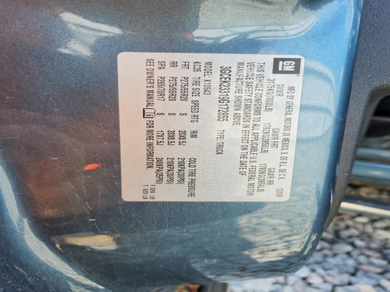 2009 Chevrolet Silverado K1500 Lt Blue vin: 3GCEK23319G172855