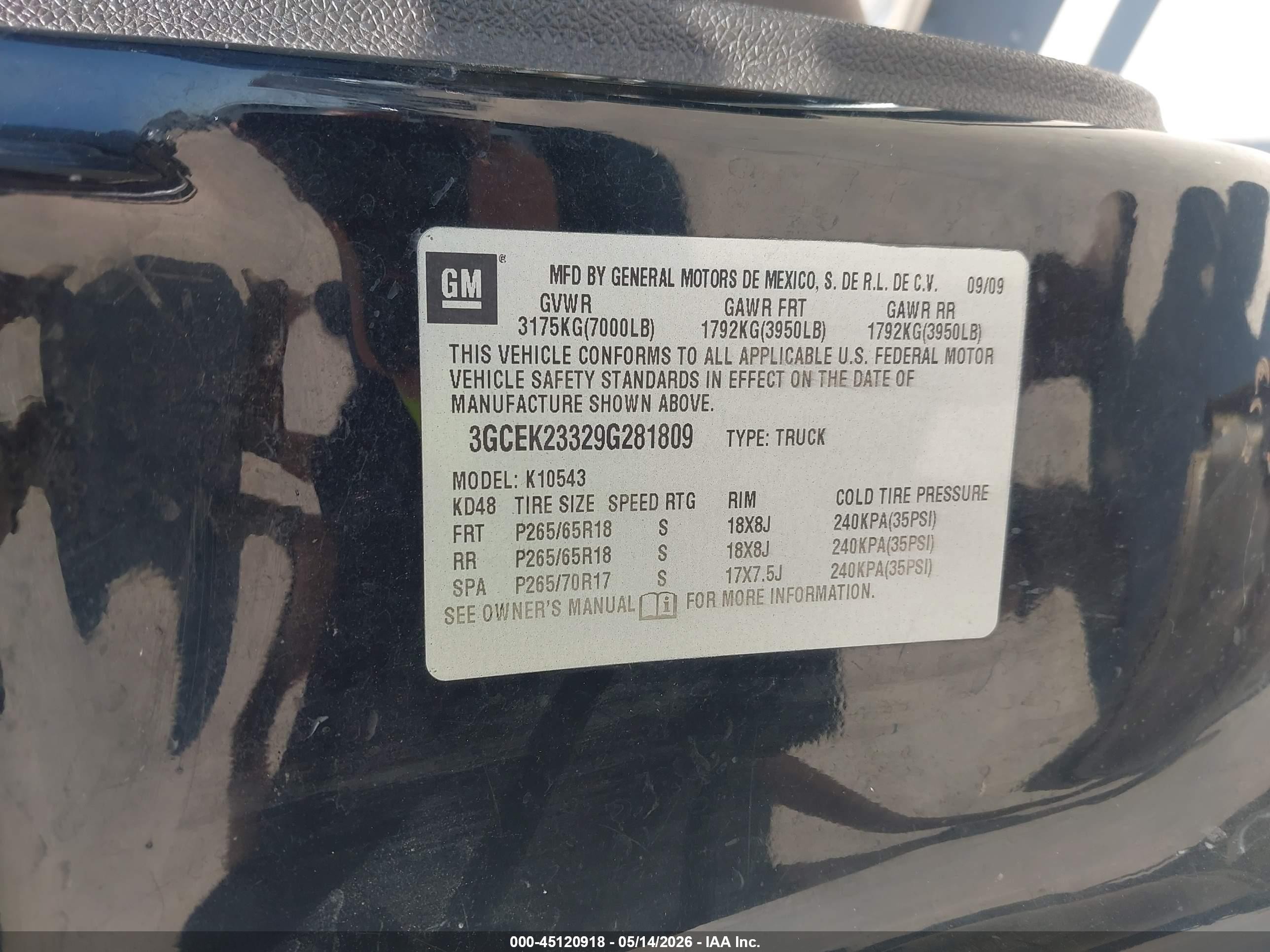 2009 Chevrolet Silverado 1500 Lt Черный vin: 3GCEK23329G281809