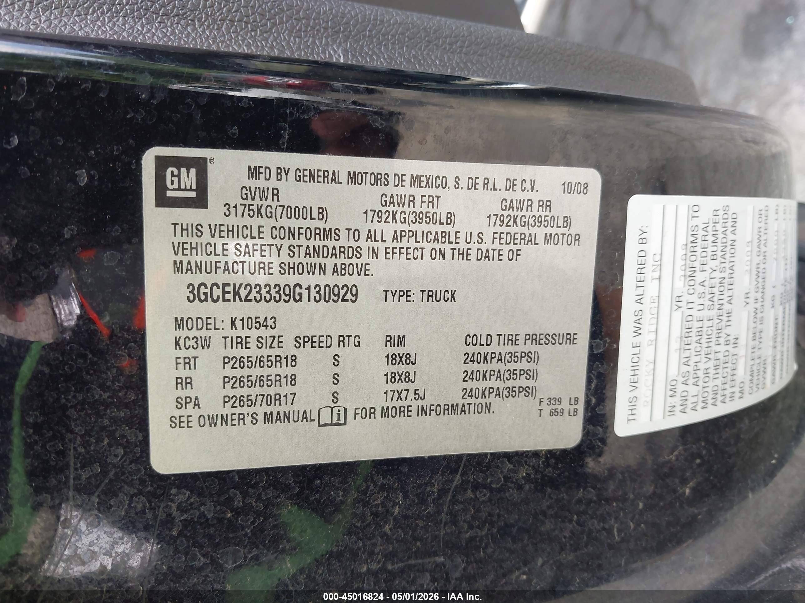2009 Chevrolet Silverado 1500 Lt Black vin: 3GCEK23339G130929