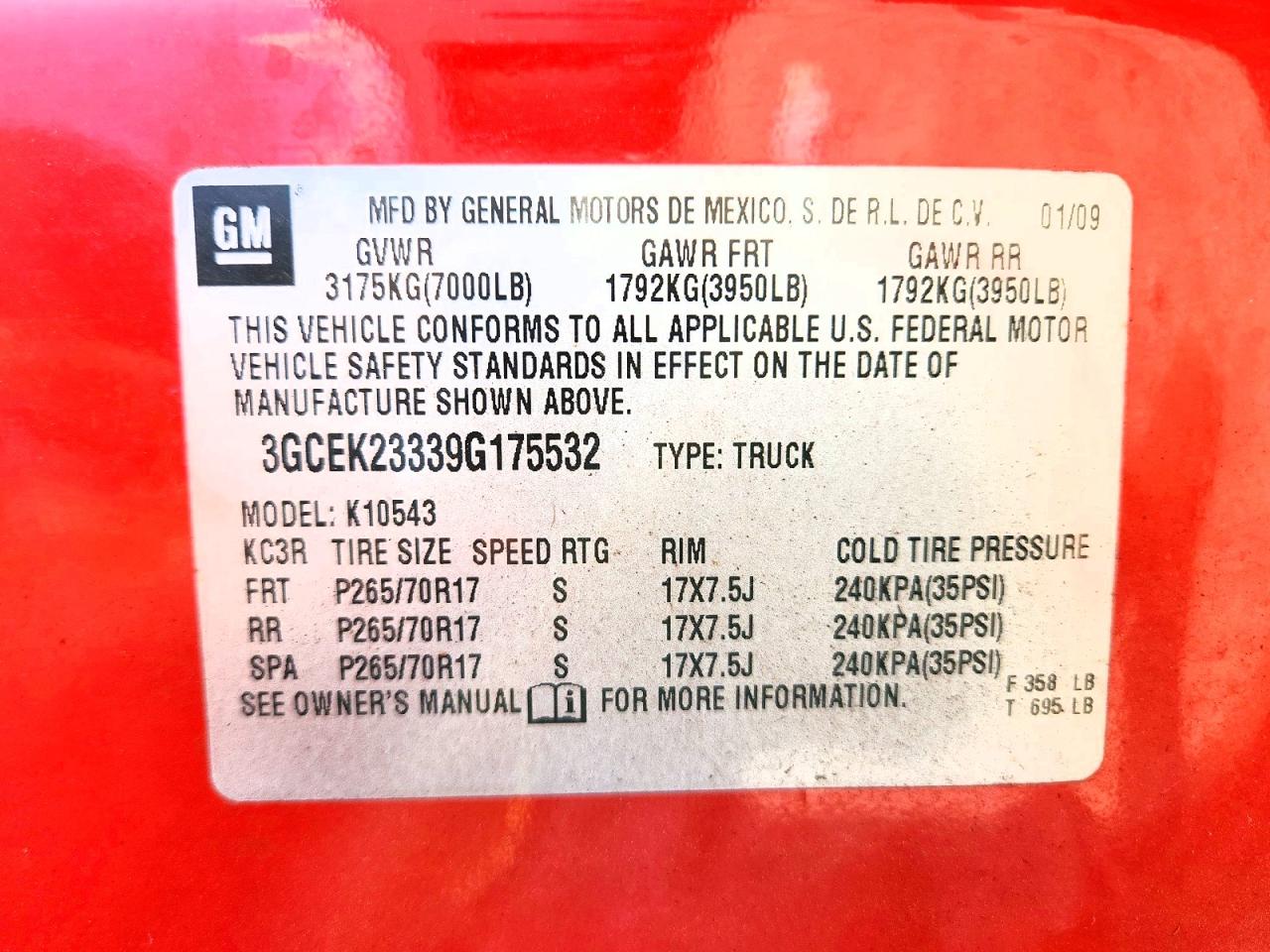2009 Chevrolet Silverado K1500 Lt Red vin: 3GCEK23339G175532