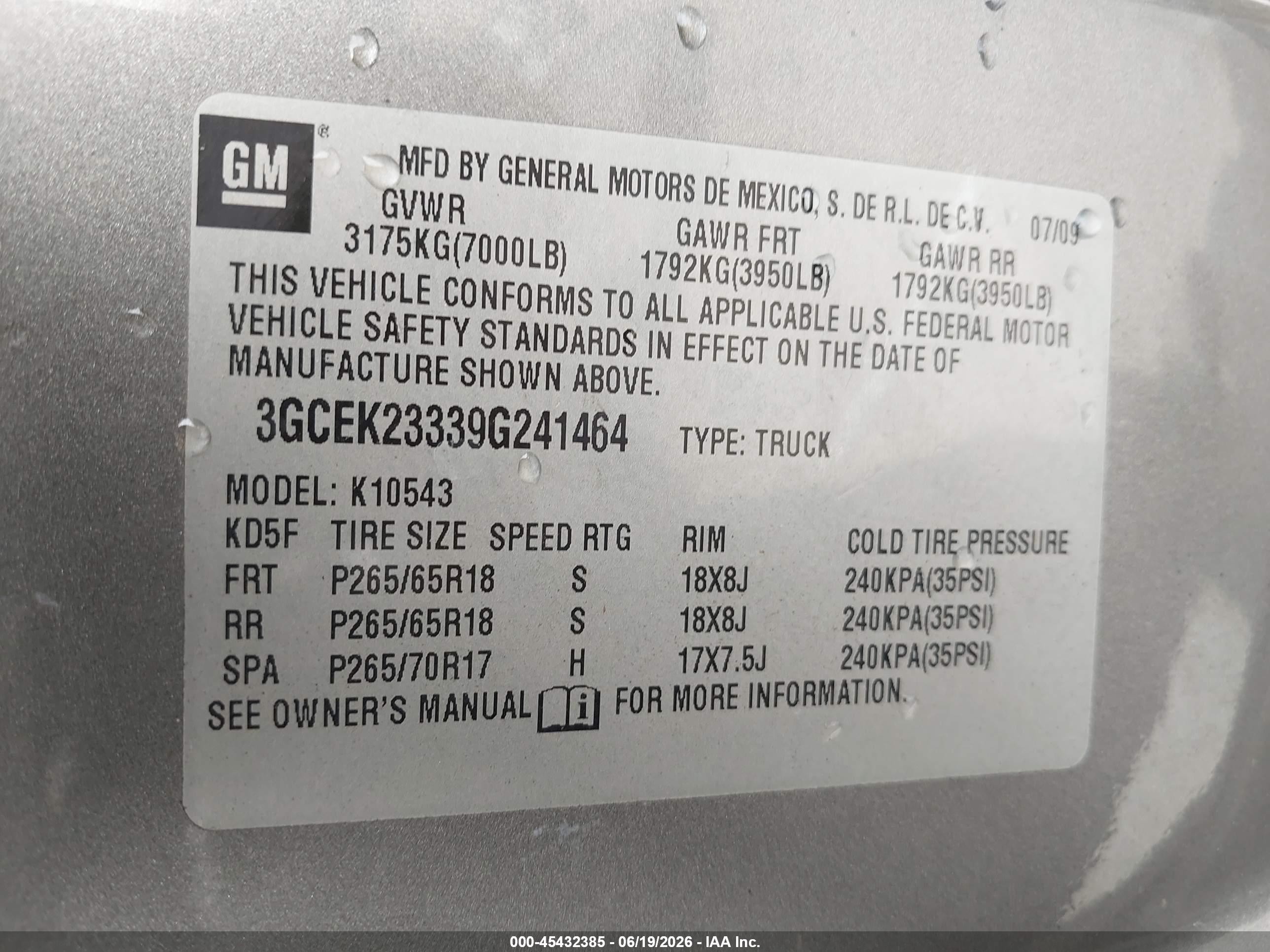 2009 Chevrolet Silverado 1500 Lt Gray vin: 3GCEK23339G241464