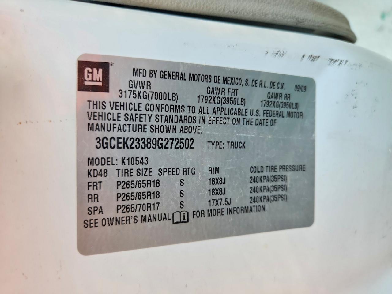 2009 Chevrolet Silverado K1500 Lt White vin: 3GCEK23389G272502