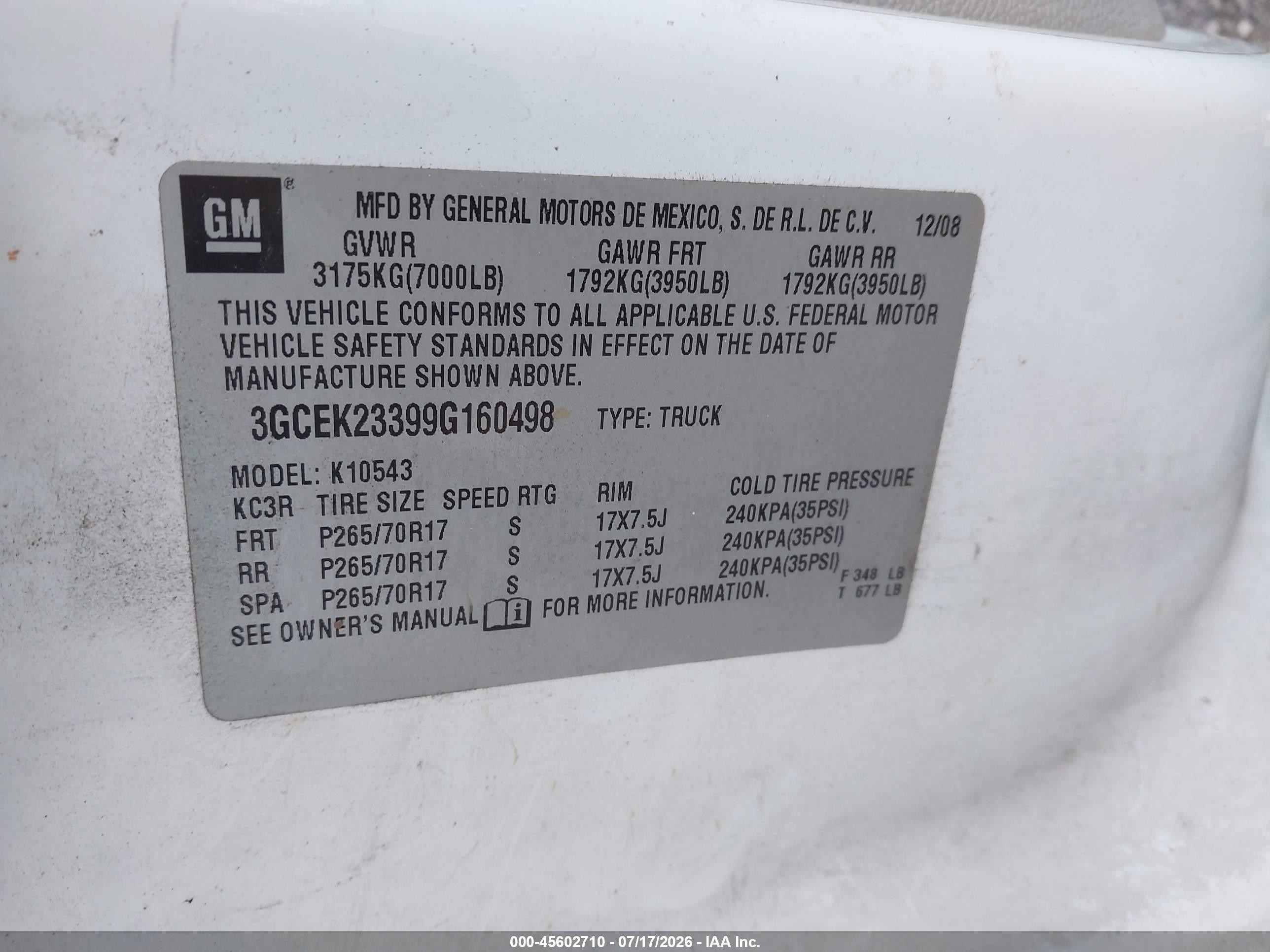 2009 Chevrolet Silverado 1500 Lt White vin: 3GCEK23399G160498