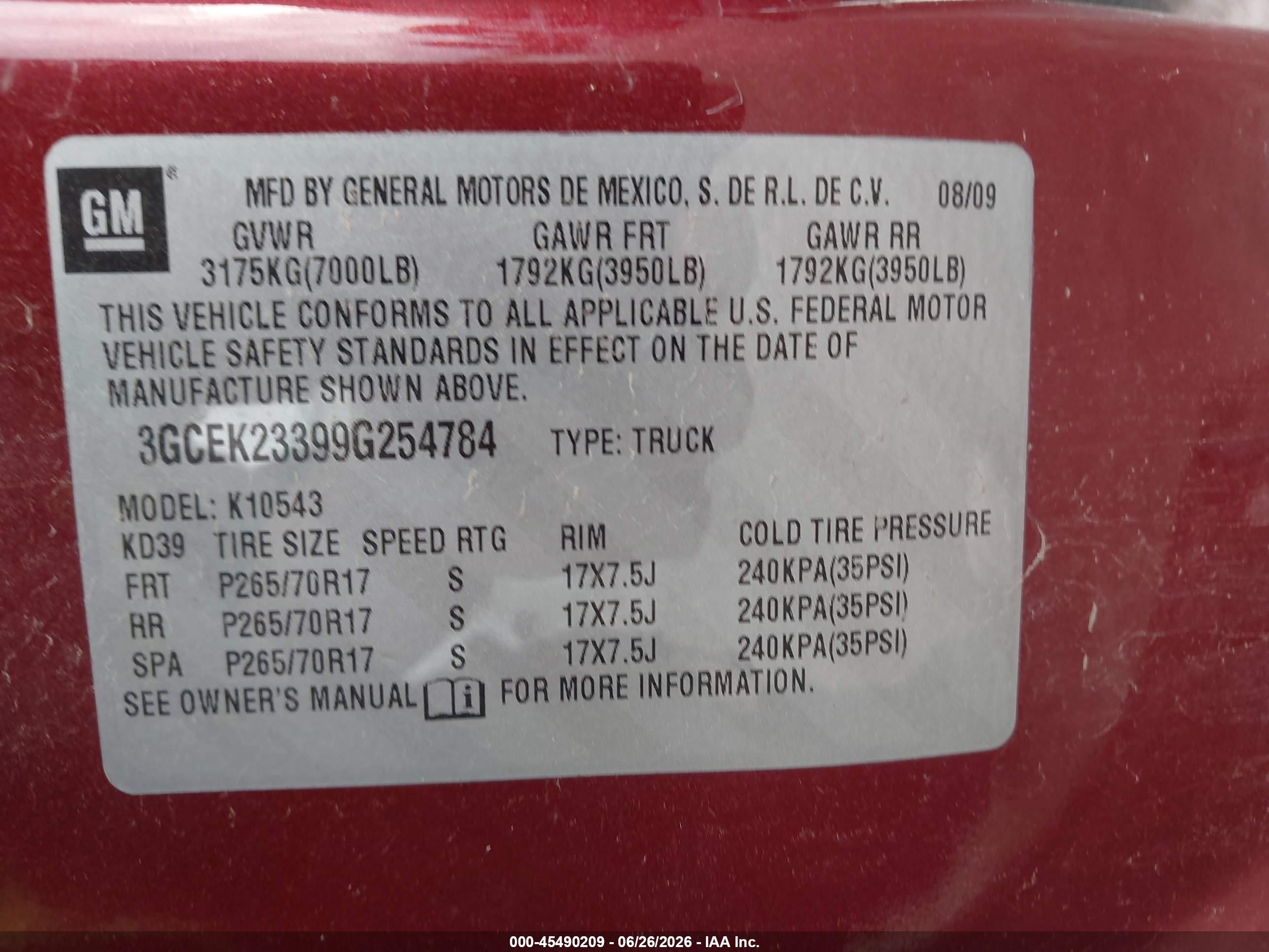 2009 Chevrolet Silverado 1500 Lt Burgundy vin: 3GCEK23399G254784
