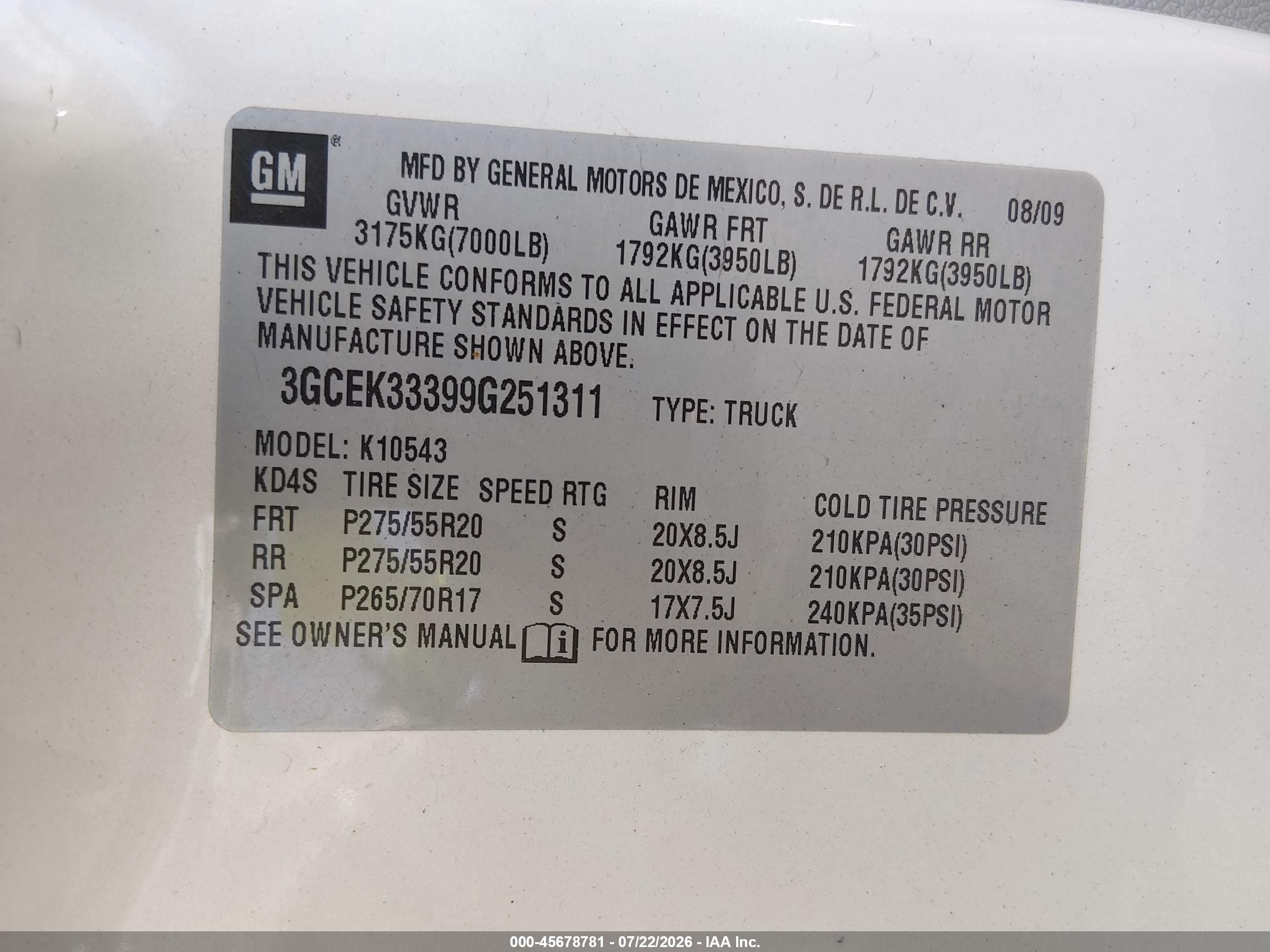 2009 Chevrolet Silverado 1500 Ltz White vin: 3GCEK33399G251311