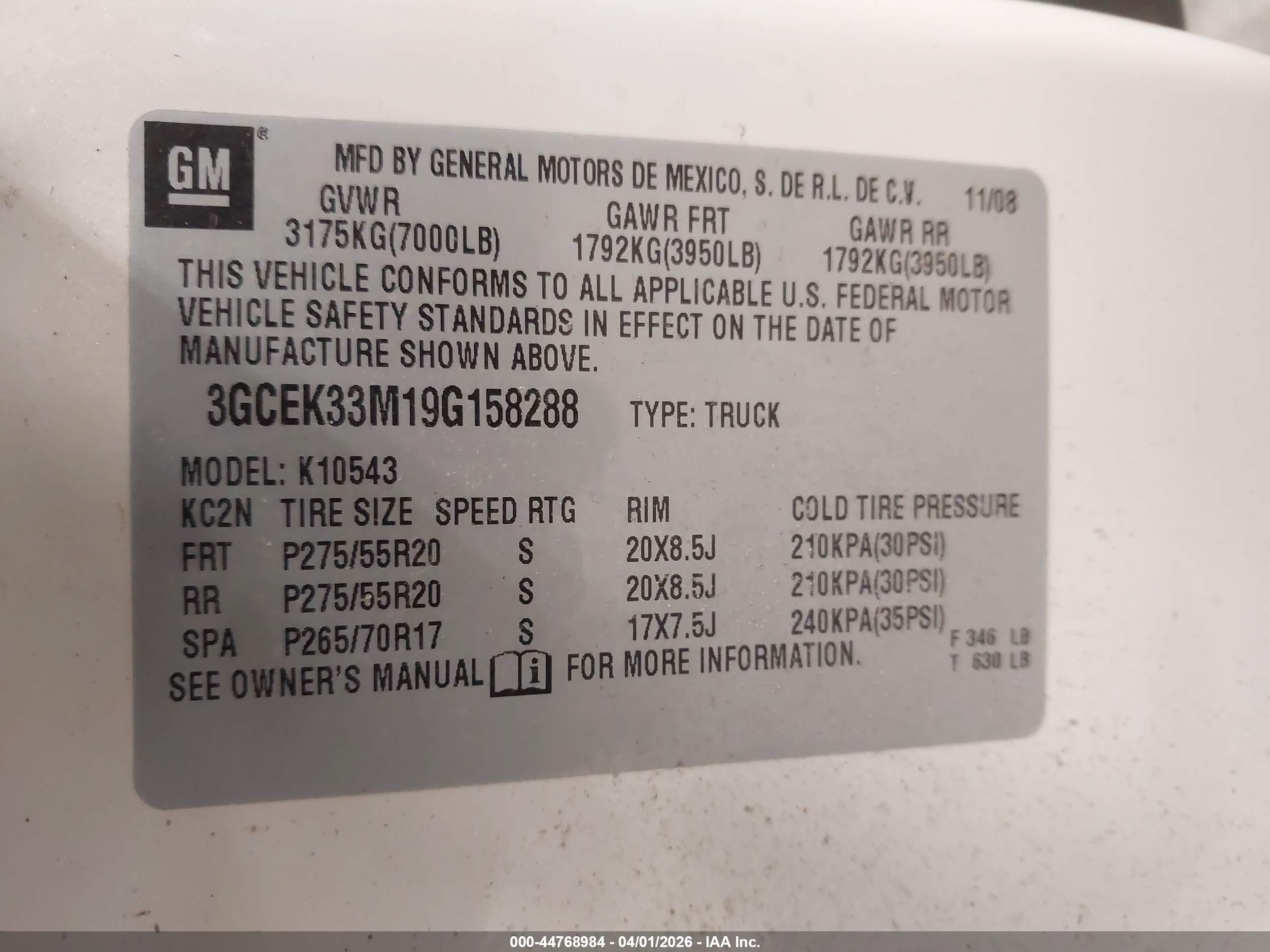 2009 Chevrolet Silverado 1500 Ltz White vin: 3GCEK33M19G158288