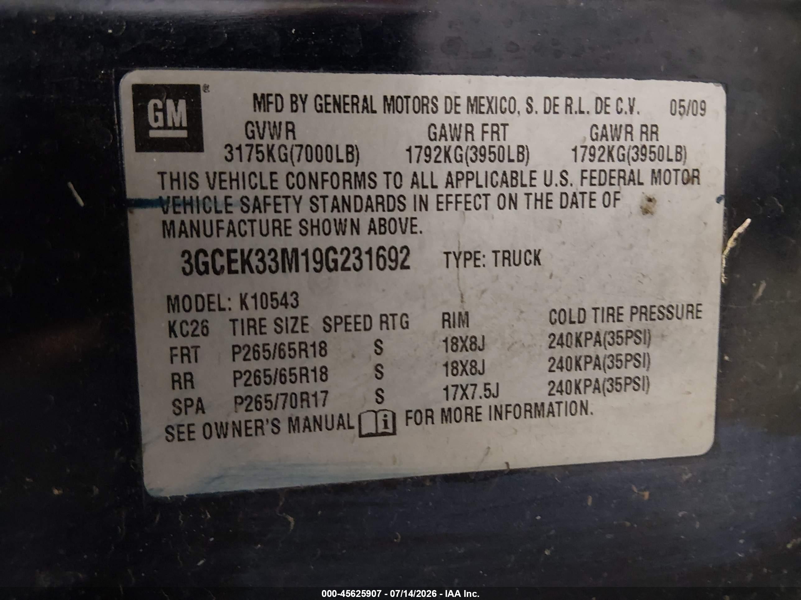 2009 Chevrolet Silverado 1500 Ltz Navy vin: 3GCEK33M19G231692