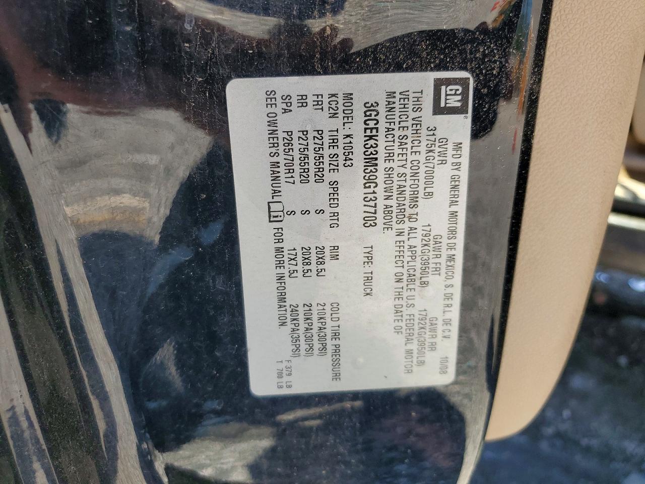 2009 Chevrolet Silverado K1500 Ltz Черный vin: 3GCEK33M39G137703
