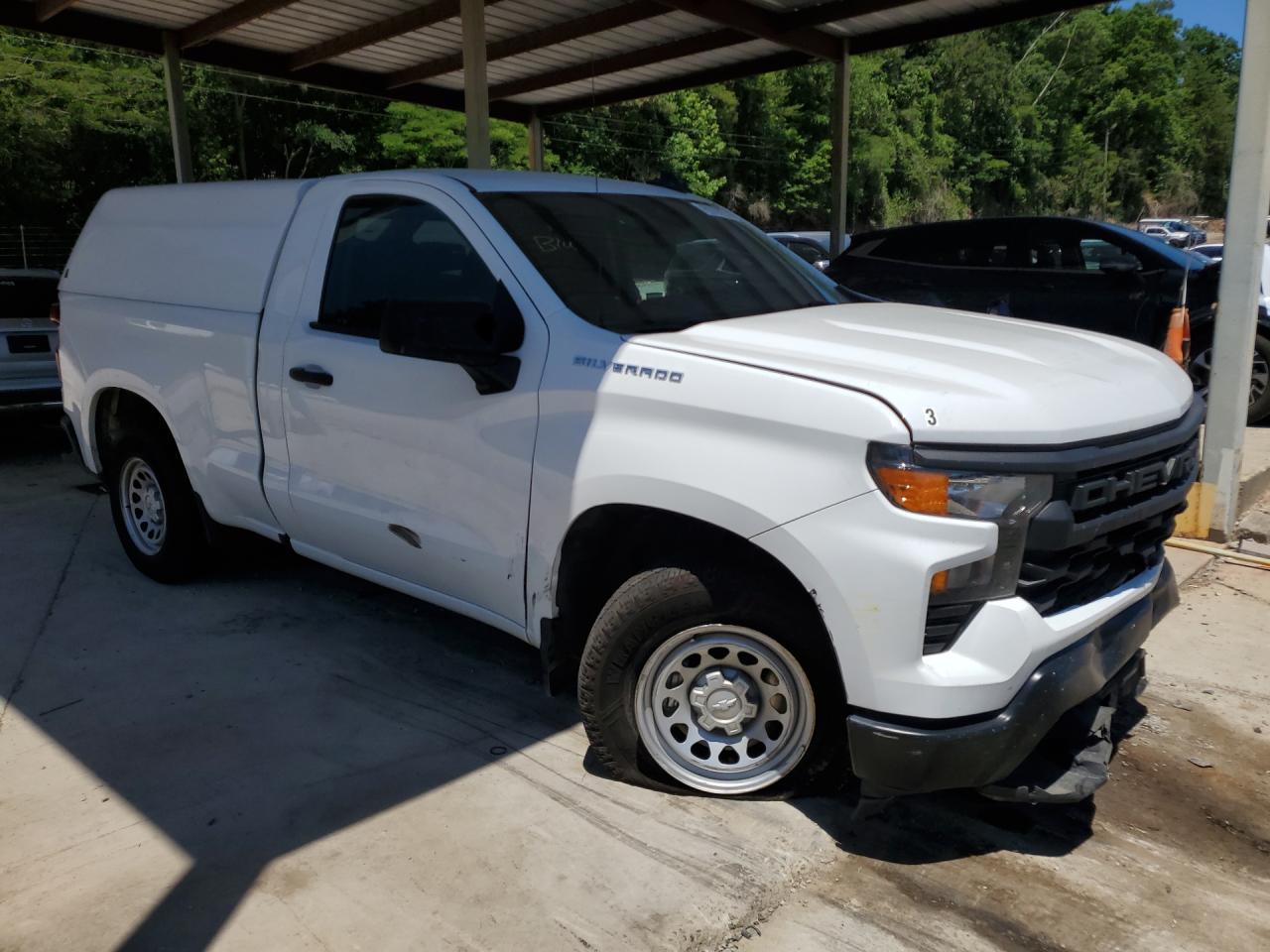 2023 Chevrolet Silverado C1500 White vin: 3GCNAAEK2PG338718 Damage: Right Front Door, Dent(S) W/ Paint Dmg, > 12 Inches