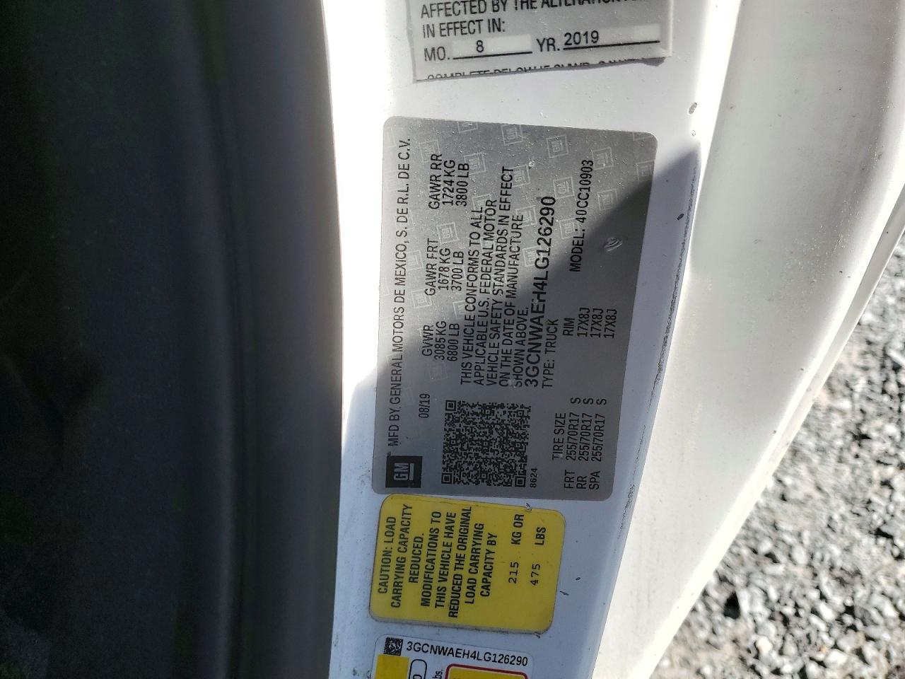 2020 Chevrolet Silverado C1500 White vin: 3GCNWAEH4LG126290