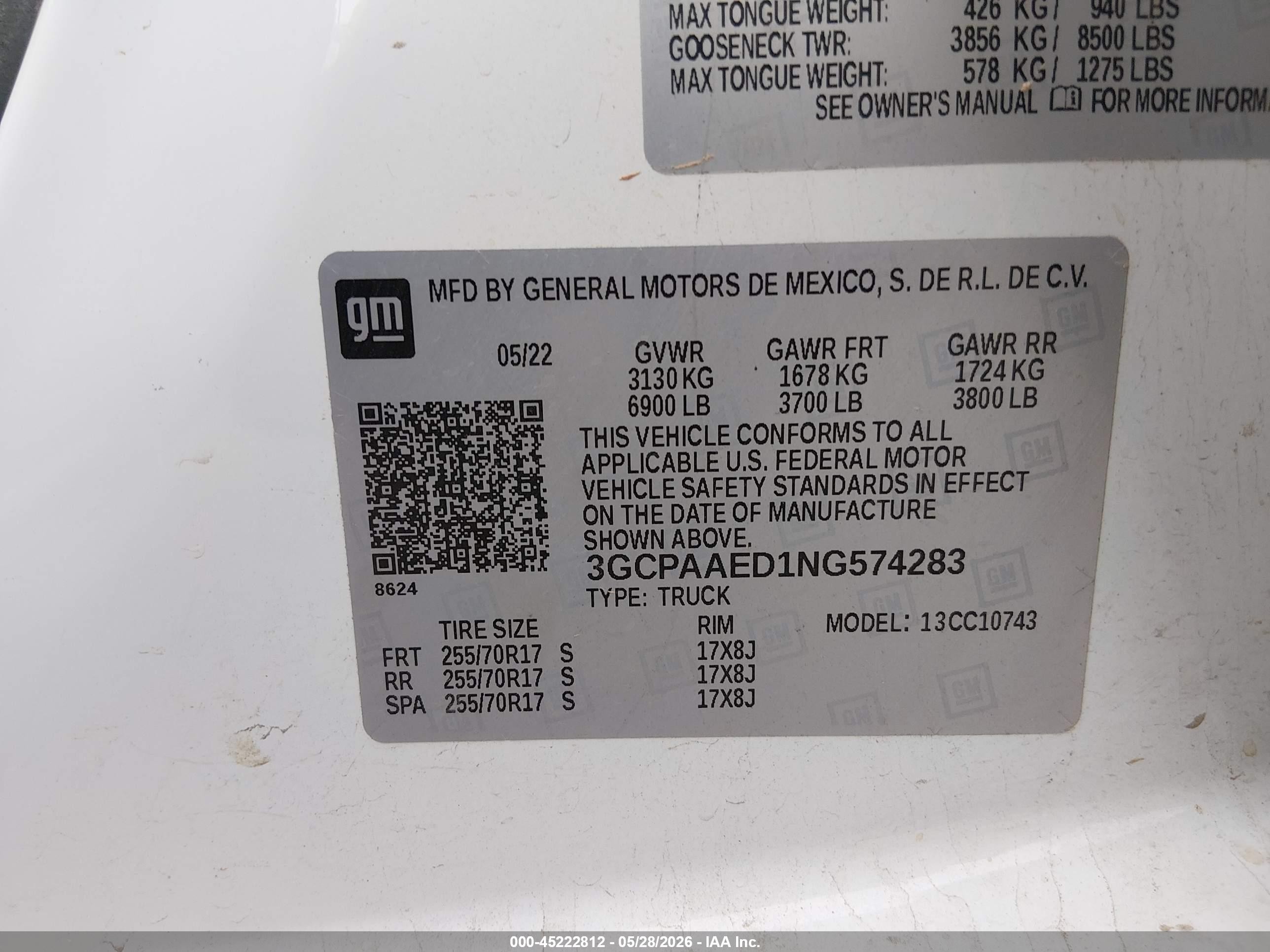 2022 Chevrolet Silverado 1500 2wd  Standard Bed Wt Белый vin: 3GCPAAED1NG574283