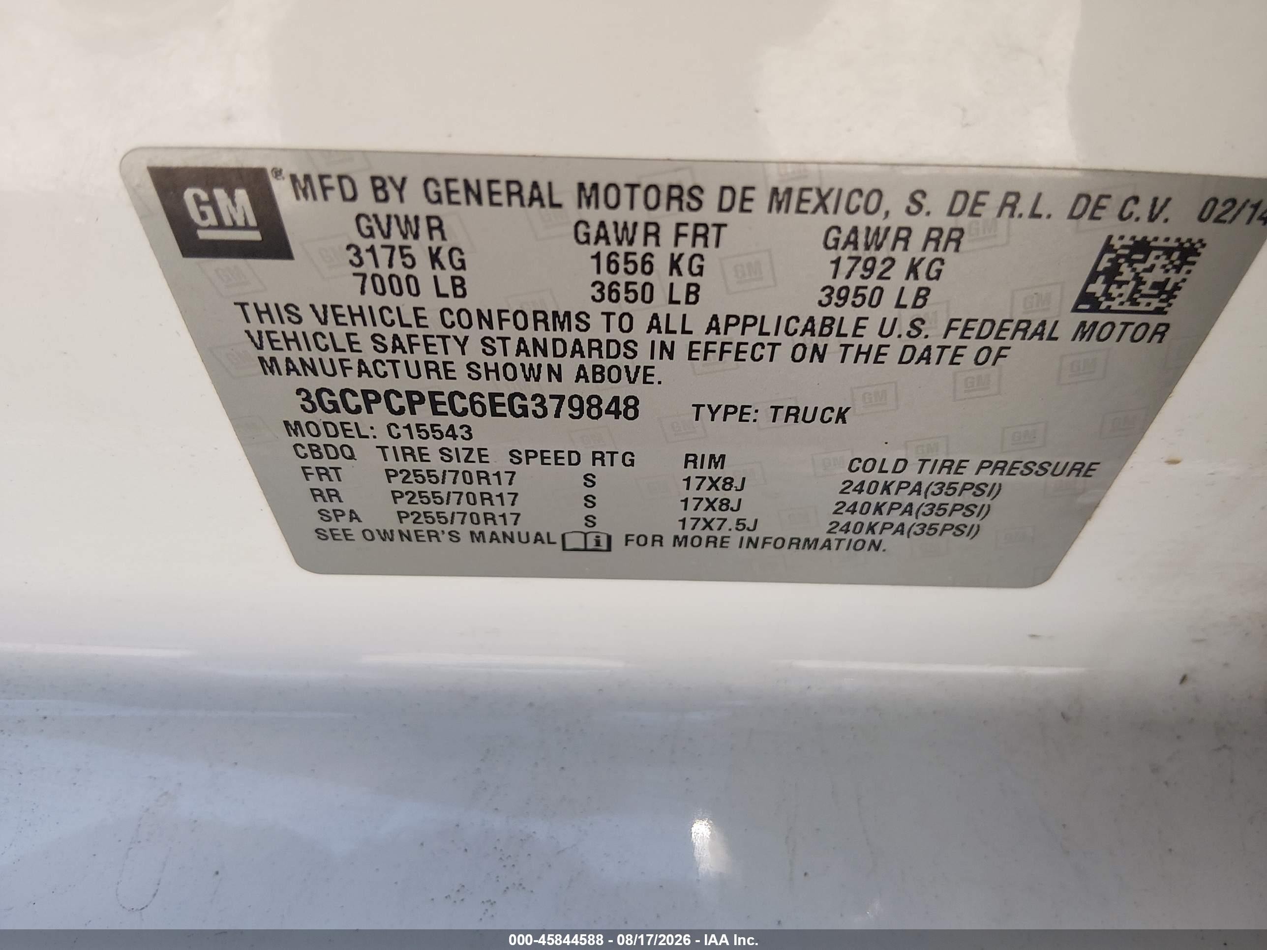2014 Chevrolet Silverado 1500 Work Truck White vin: 3GCPCPEC6EG379848