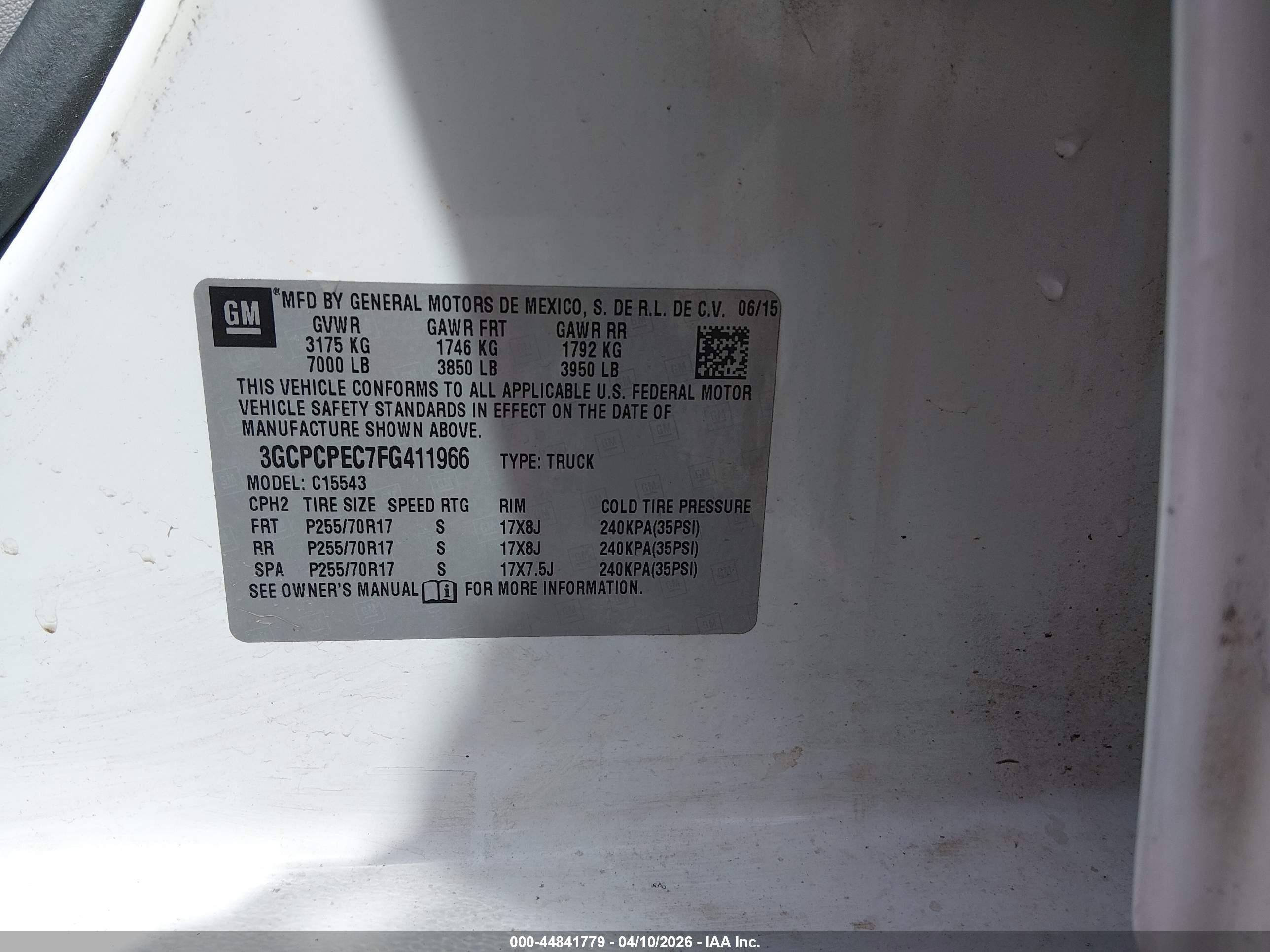 2015 Chevrolet Silverado 1500 Ls White vin: 3GCPCPEC7FG411966