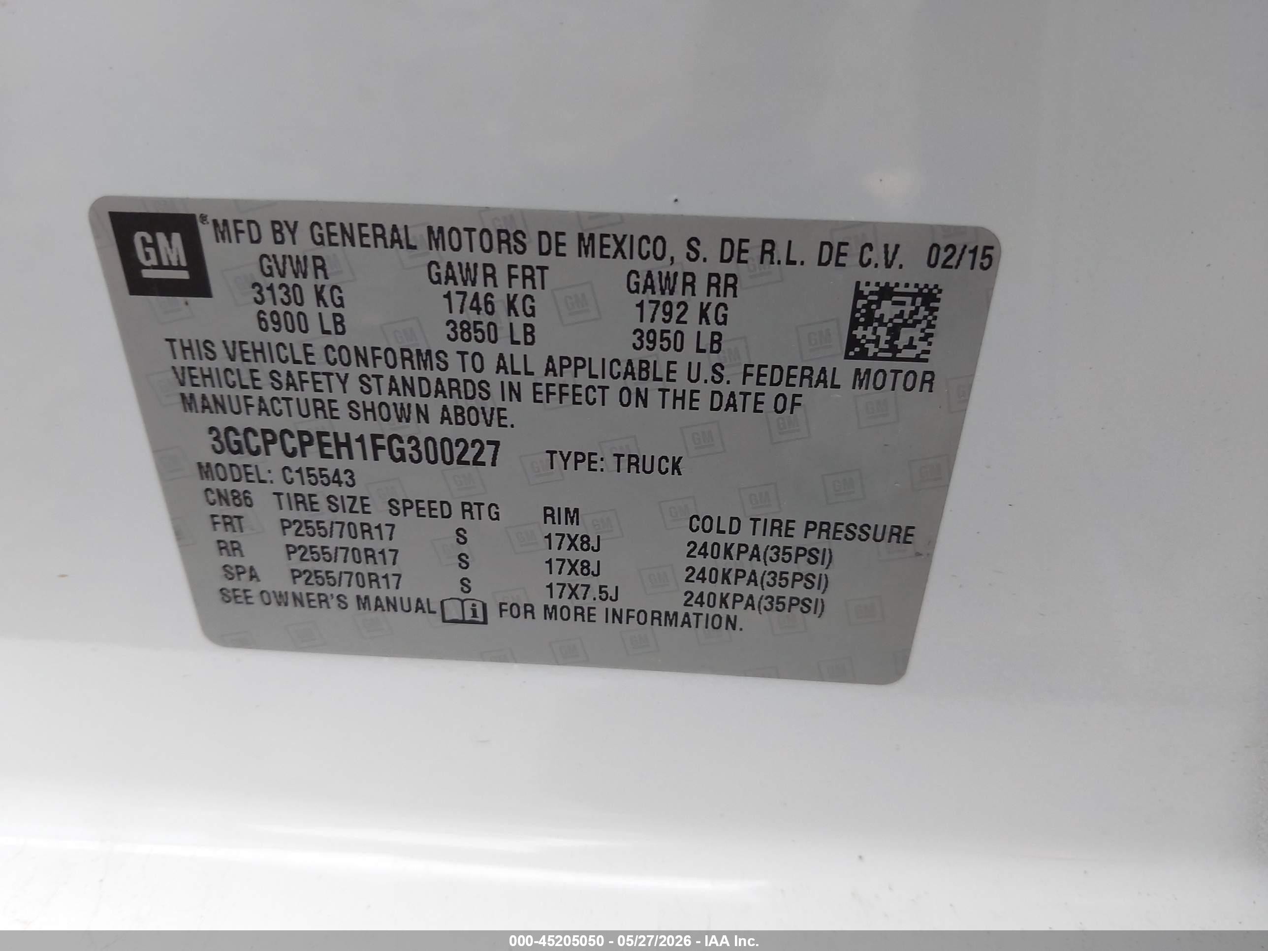 2015 Chevrolet Silverado 1500 Ls White vin: 3GCPCPEH1FG300227