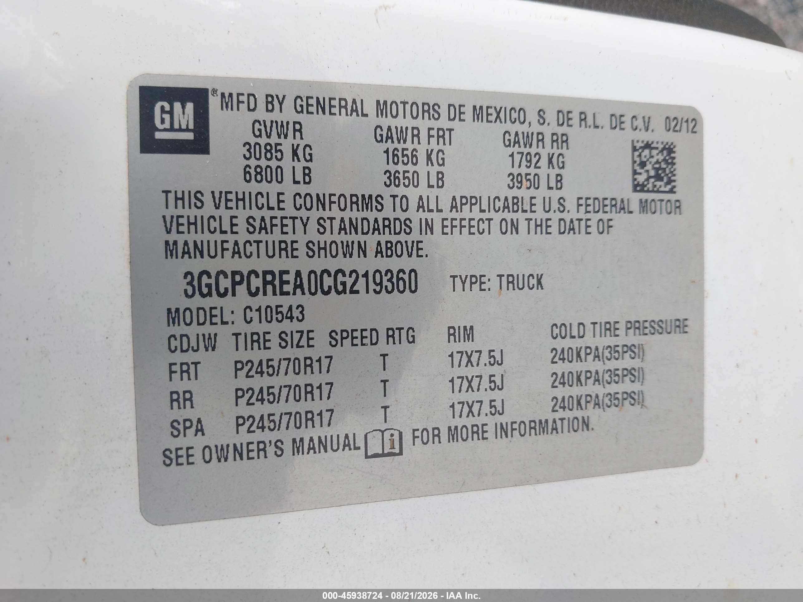 2012 Chevrolet Silverado 1500 Ls White vin: 3GCPCREA0CG219360