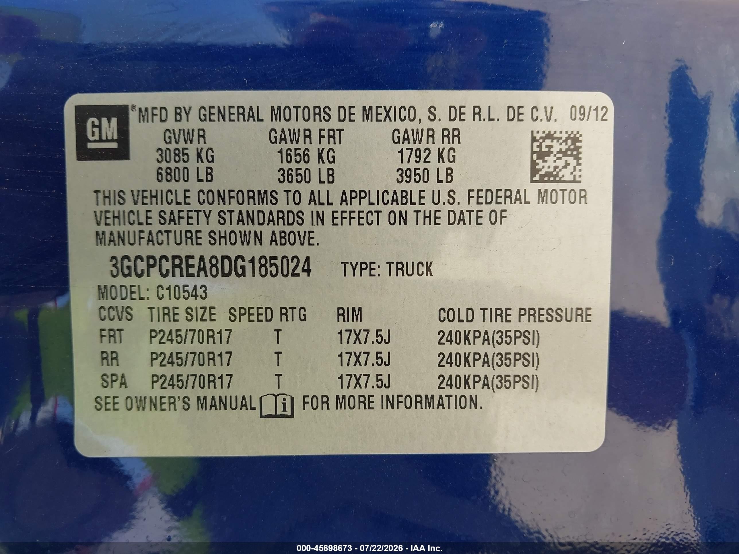 2013 Chevrolet Silverado 1500 Ls Blue vin: 3GCPCREA8DG185024