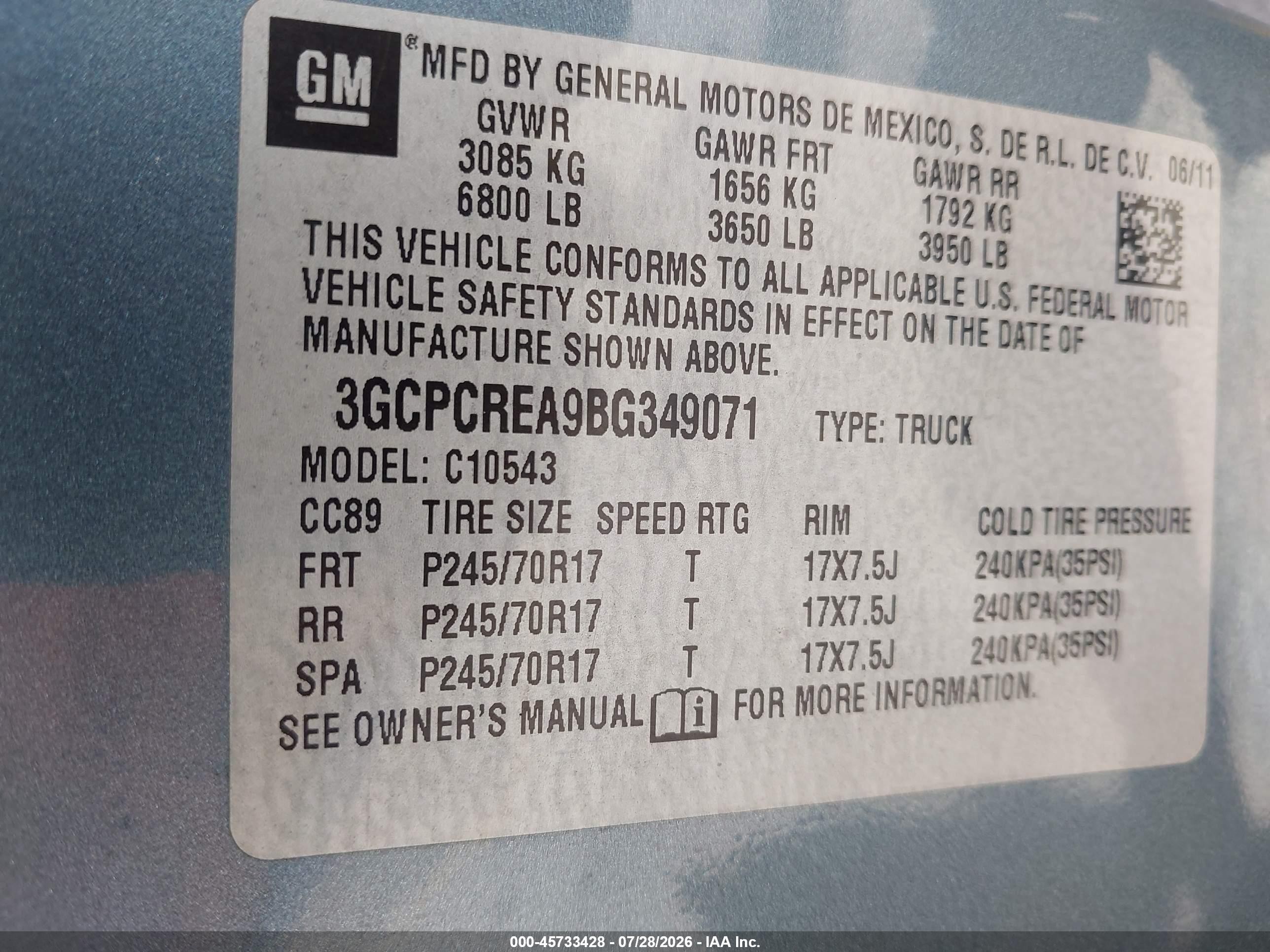 2011 Chevrolet Silverado 1500 Ls Green vin: 3GCPCREA9BG349071