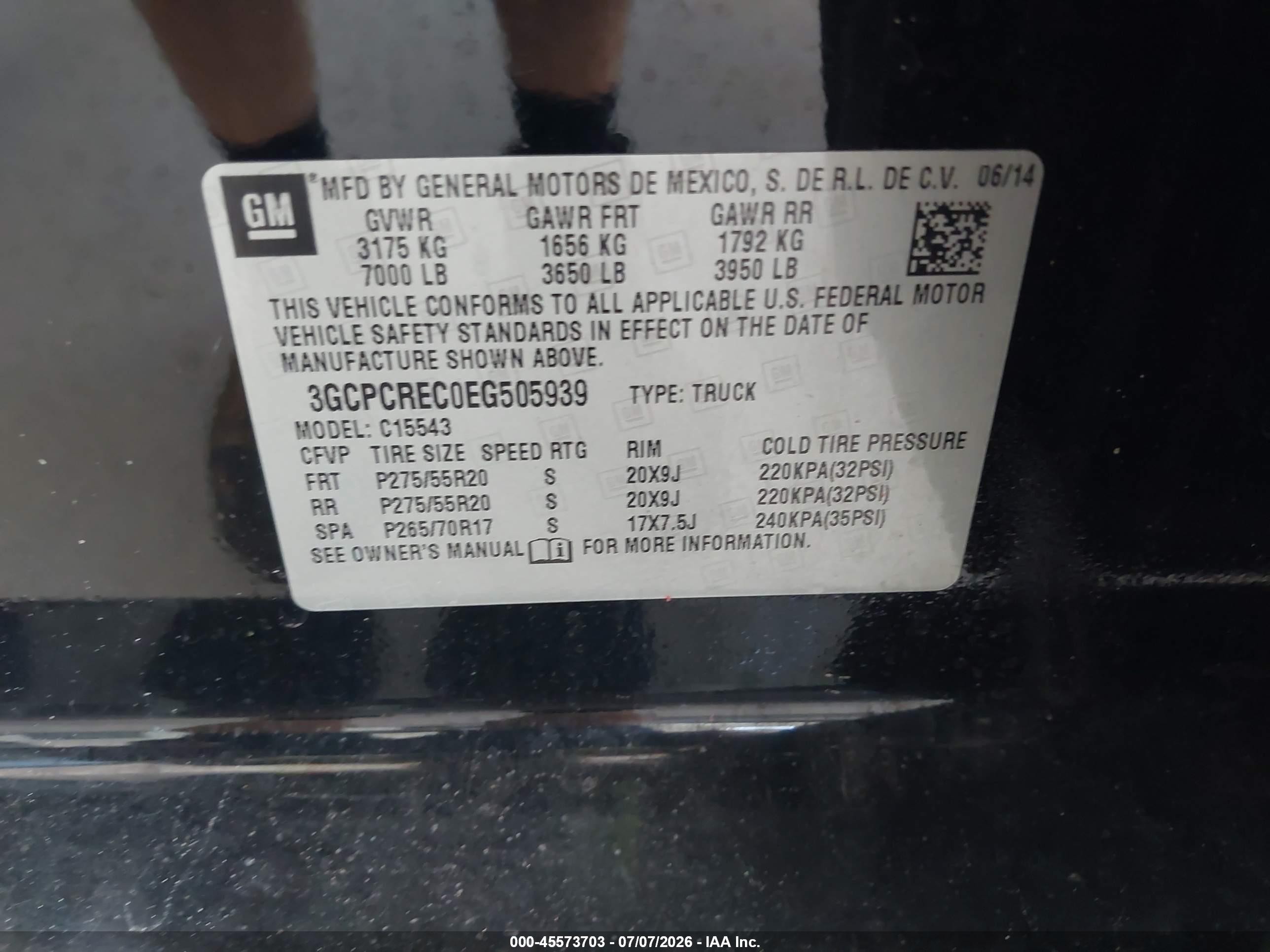 2014 Chevrolet Silverado 1500 Lt Black vin: 3GCPCREC0EG505939