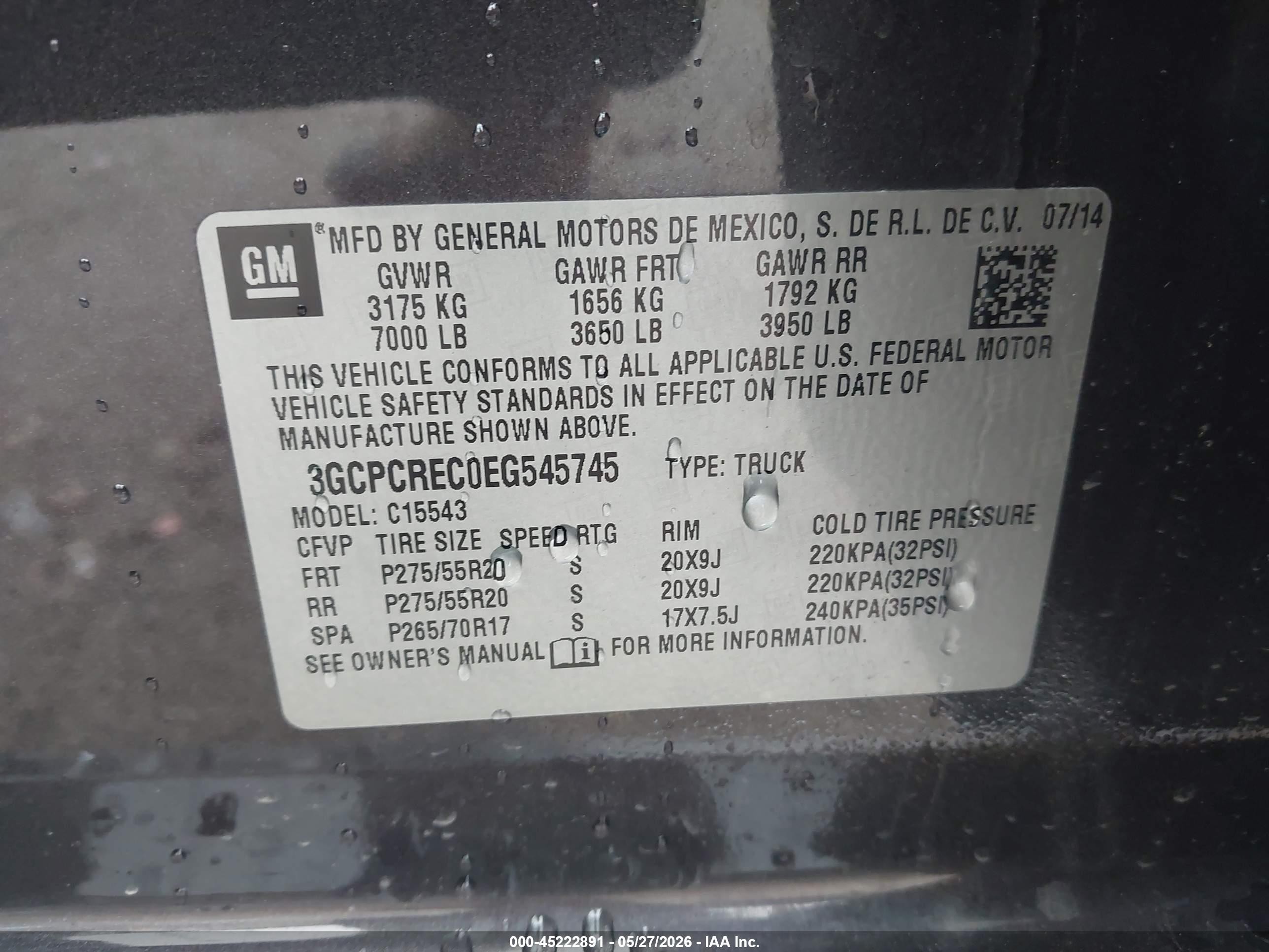 2014 Chevrolet Silverado 1500 1lt Gray vin: 3GCPCREC0EG545745